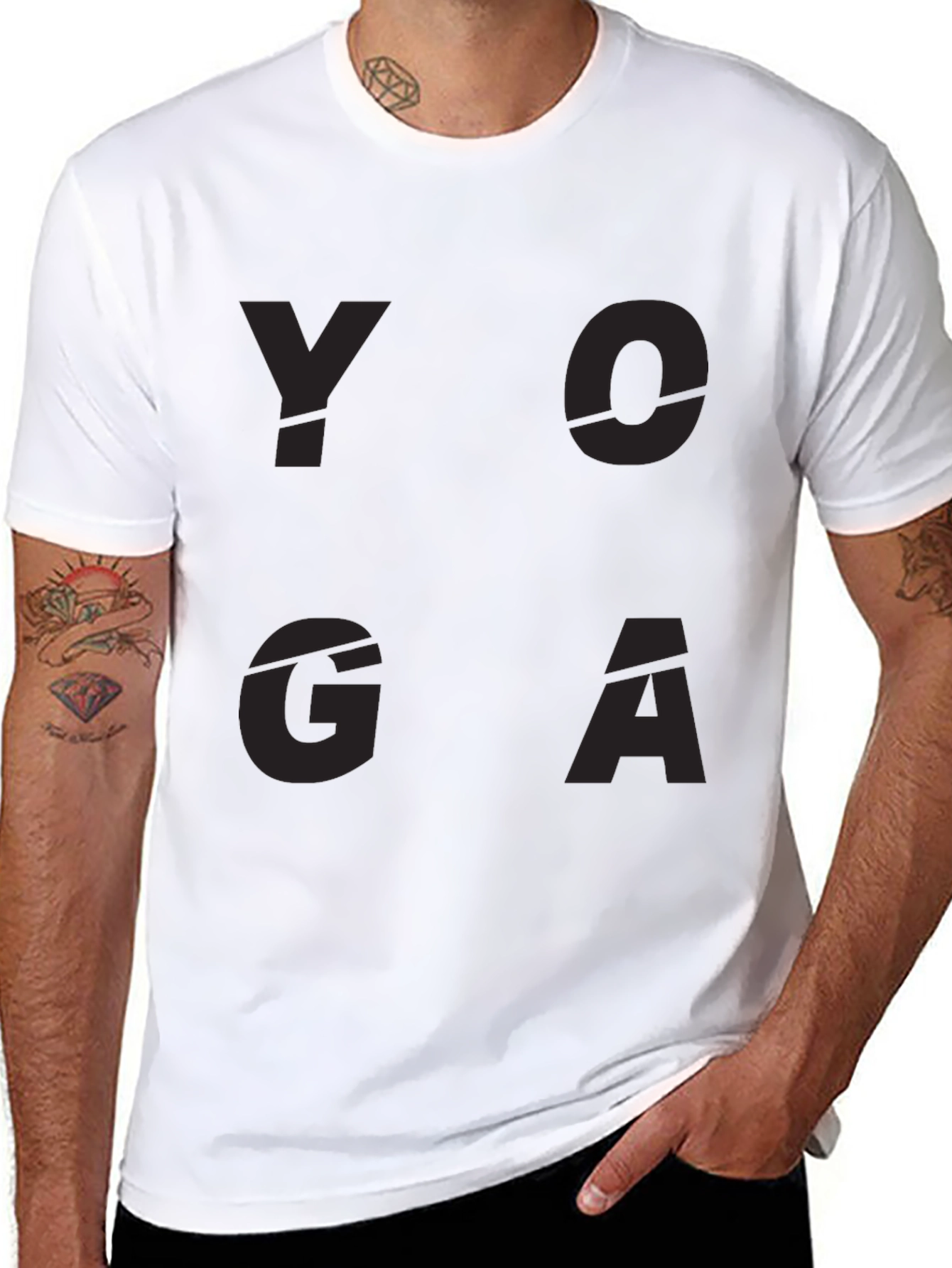 Black Yoga Graphic Print Black T-Shirt view 8