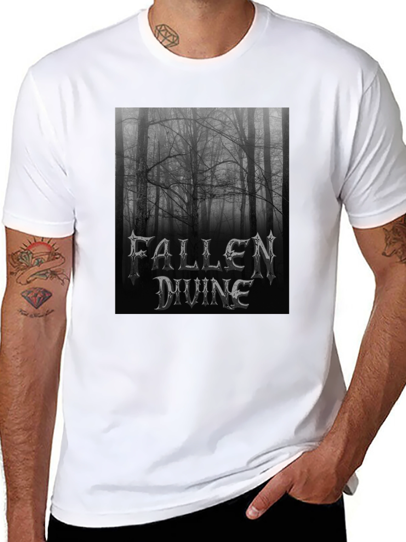 Black Fallen Divine Forest T-Shirt - Black Metal Style view 8