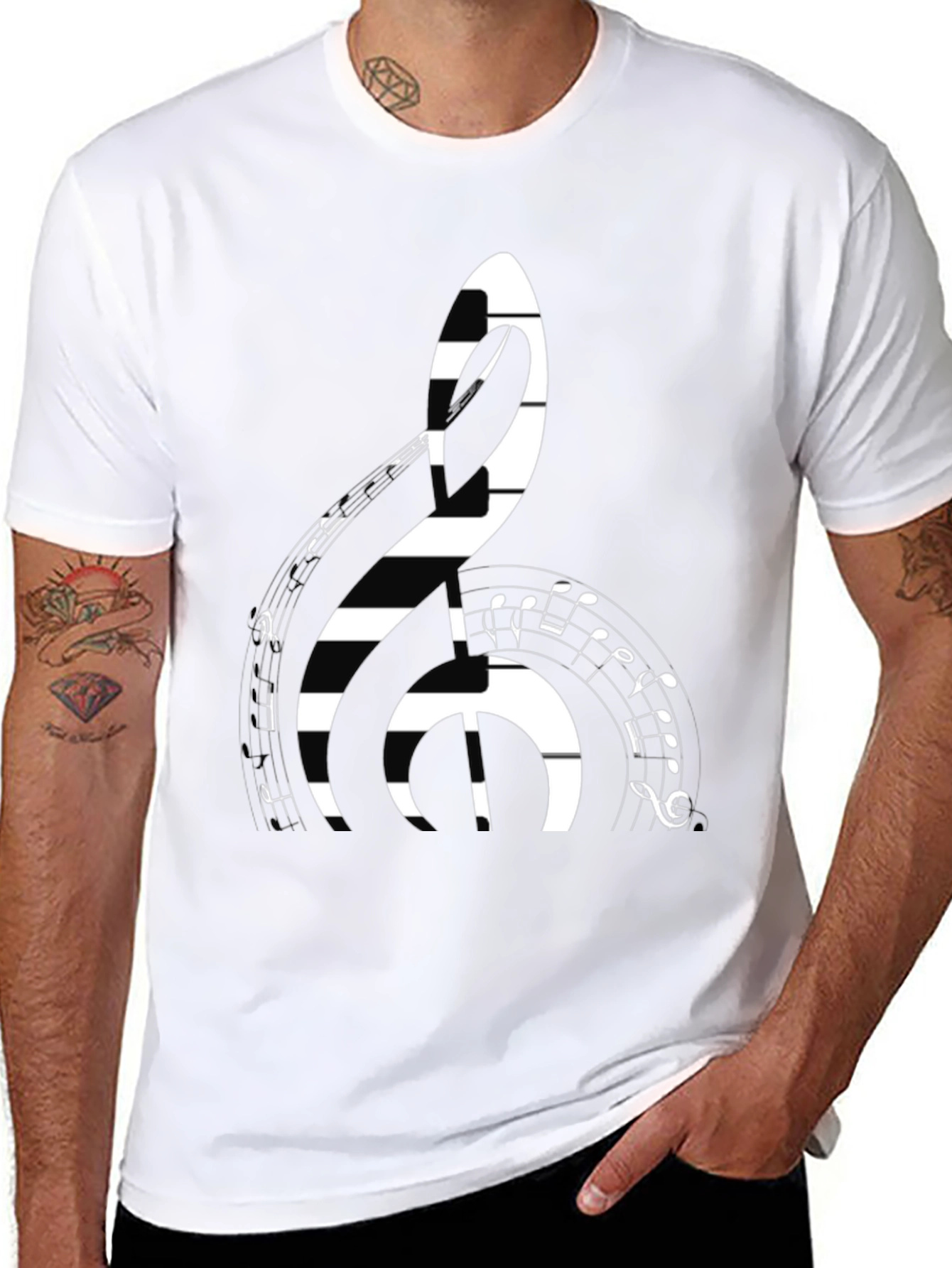 Black Musical Clef Graphic T-Shirt view 8