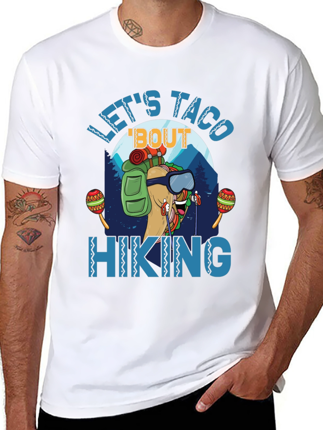 Black Let's Taco 'Bout Hiking Graphic T-Shirt view 8