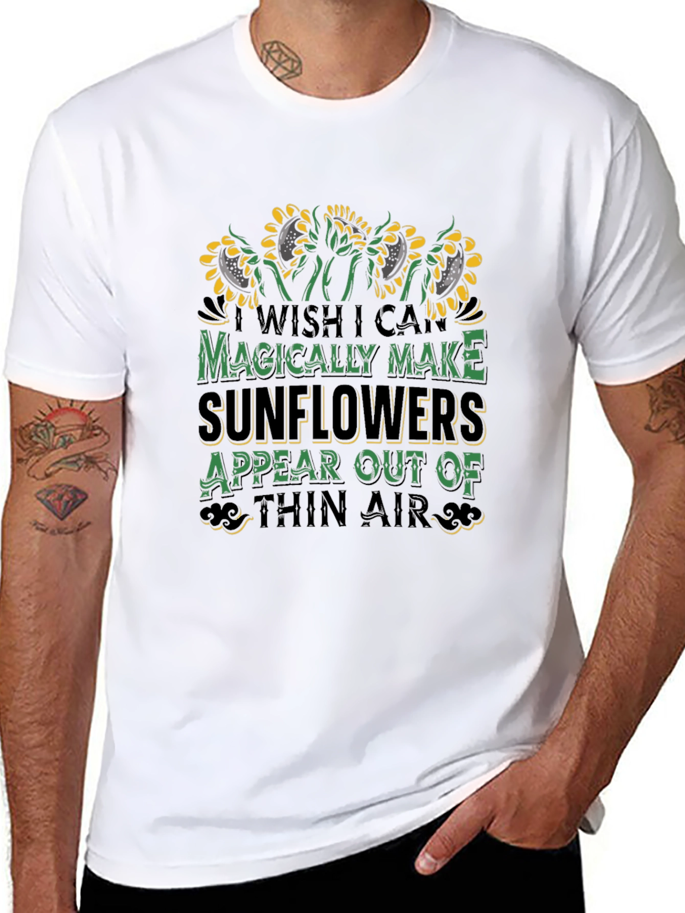 Black Sunflower Magic T-Shirt - Wish I Can Magically Make Sunflowers view 8