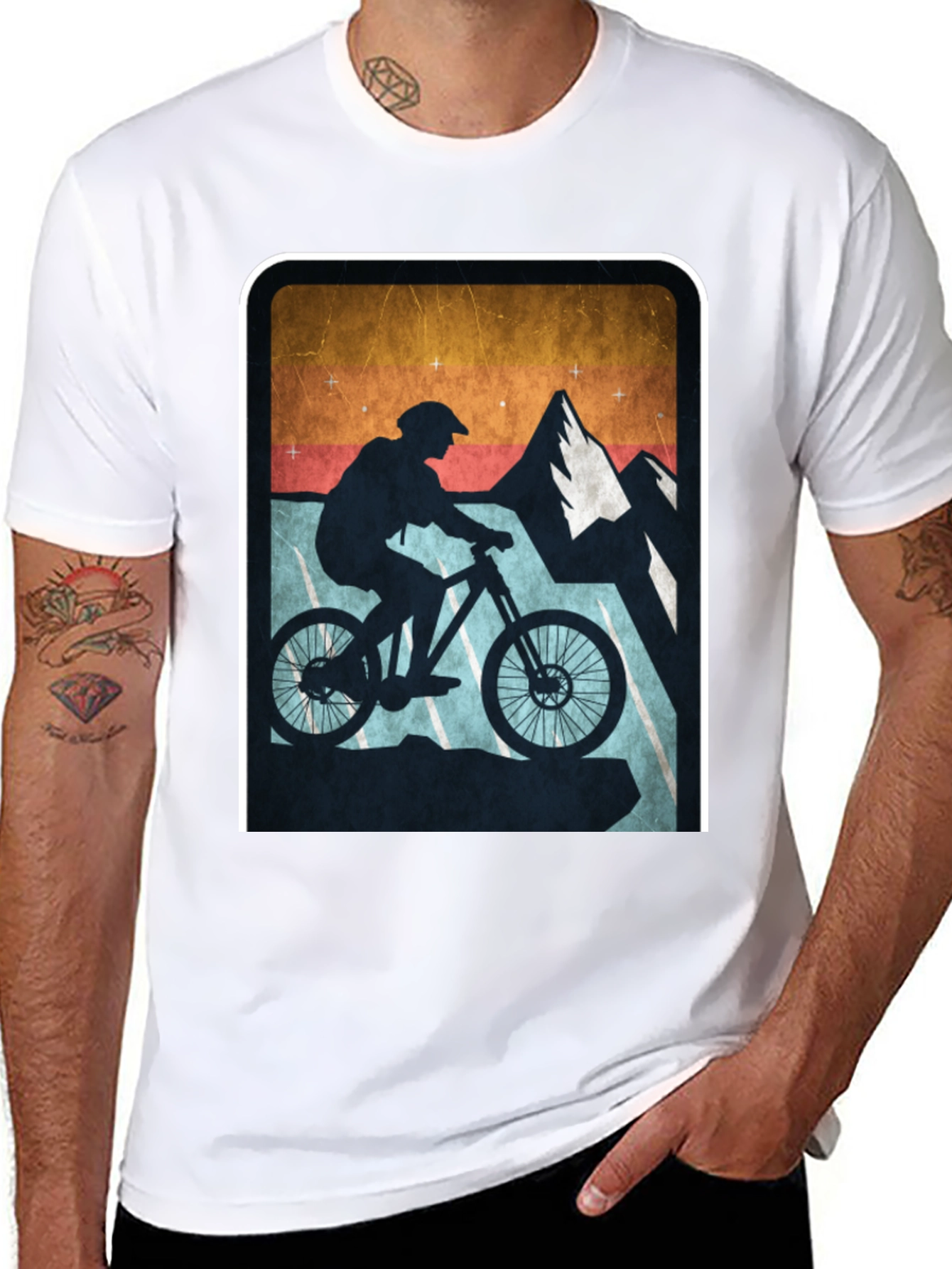 Black Mountain Biking Silhouette Graphic Tee view 8