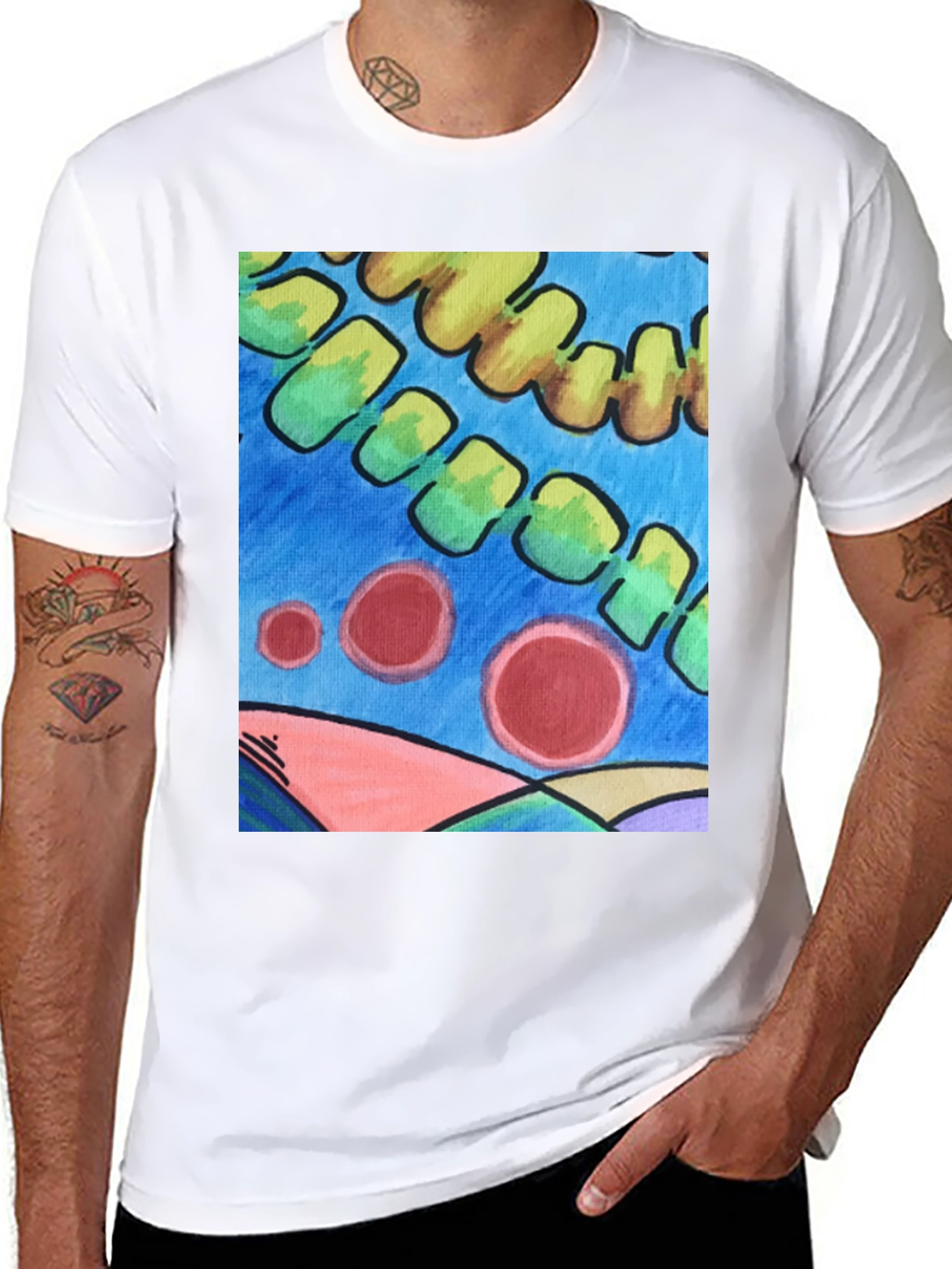 Black Abstract Art Graphic Tee - Modern Casual Style view 8