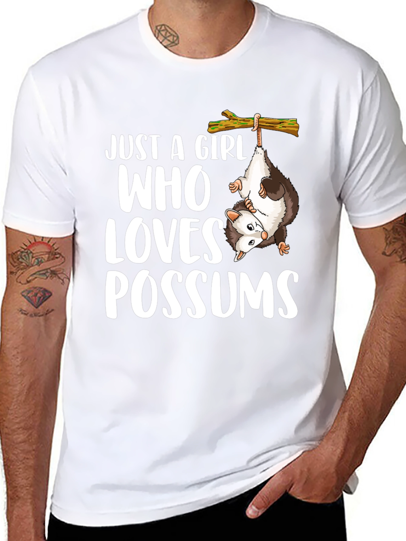 Black Just a Girl Who Loves Possums Graphic Tee view 8
