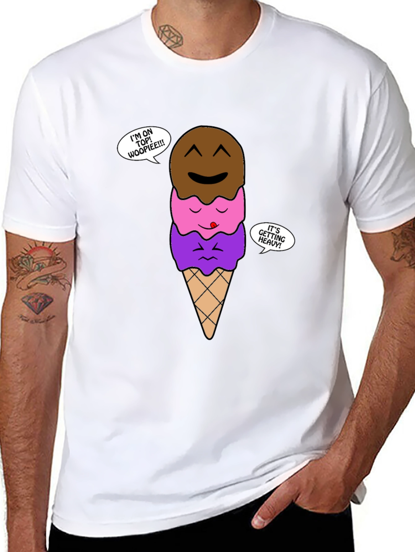 Black Cartoon Ice Cream T-Shirt view 8