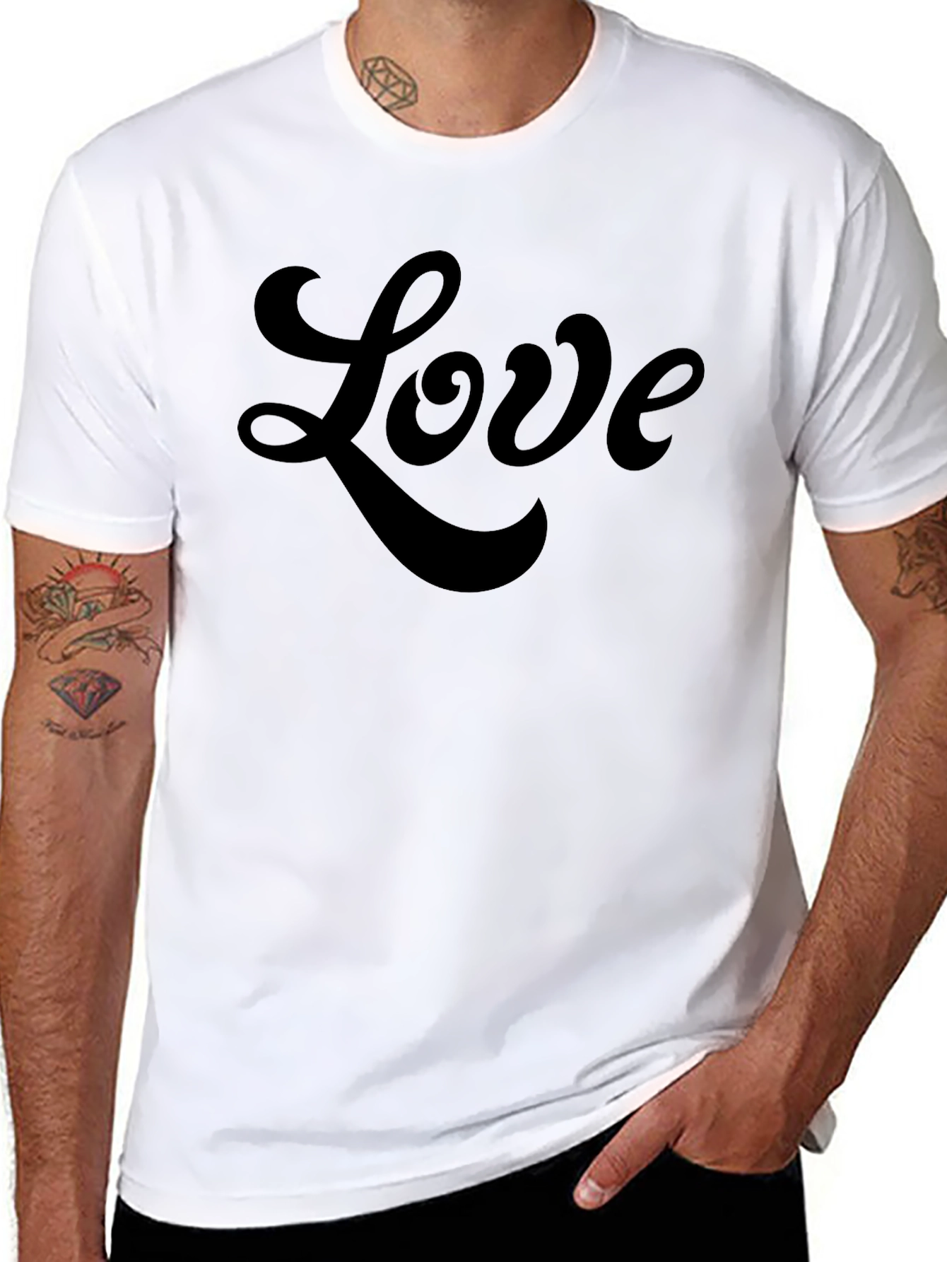 Black Love Script Black Tee Shirt - Stylish Casual Wear view 8