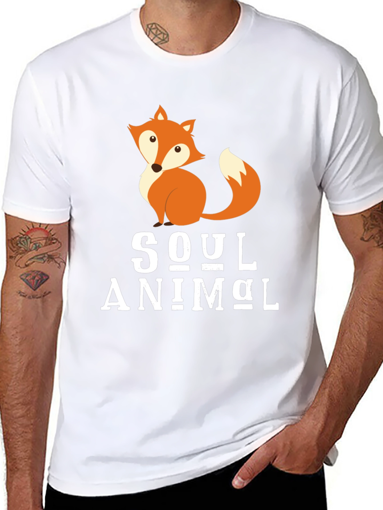 Black Soul Animal Fox Graphic Tee view 8