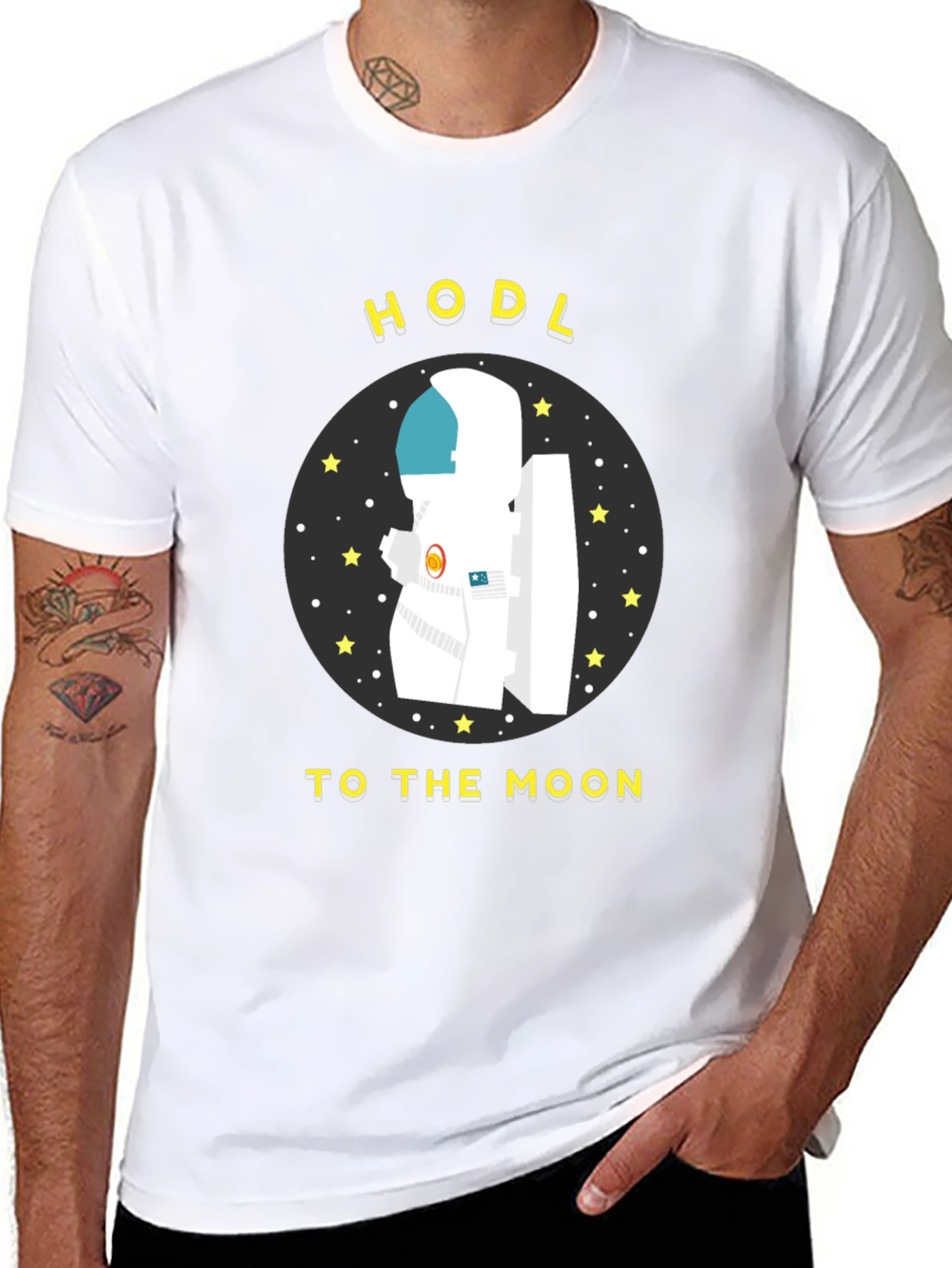 Black HODL to the Moon T-Shirt Crypto Astronaut view 8