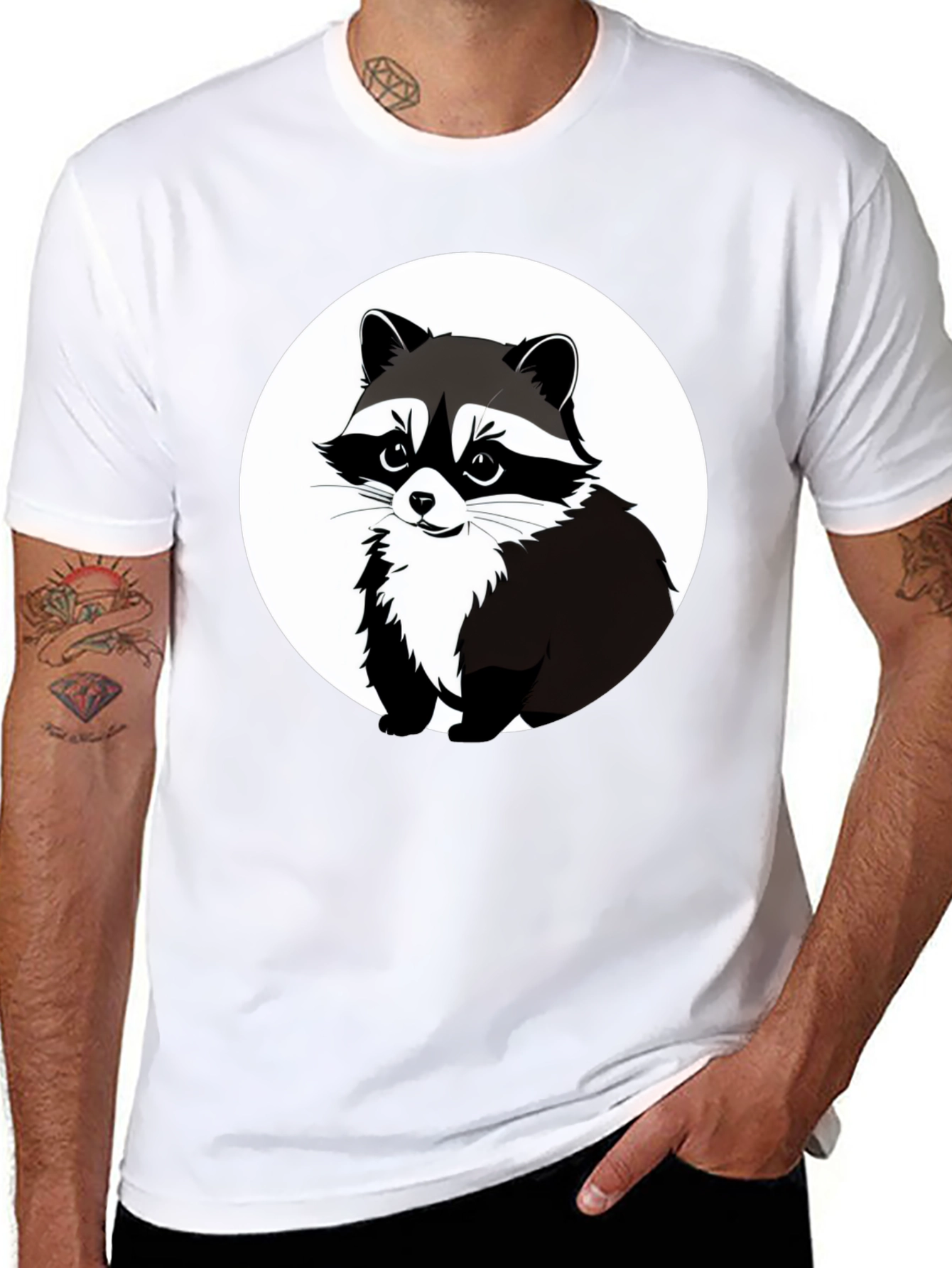 Black Raccoon Graphic Tee - Black Casual T-Shirt view 8