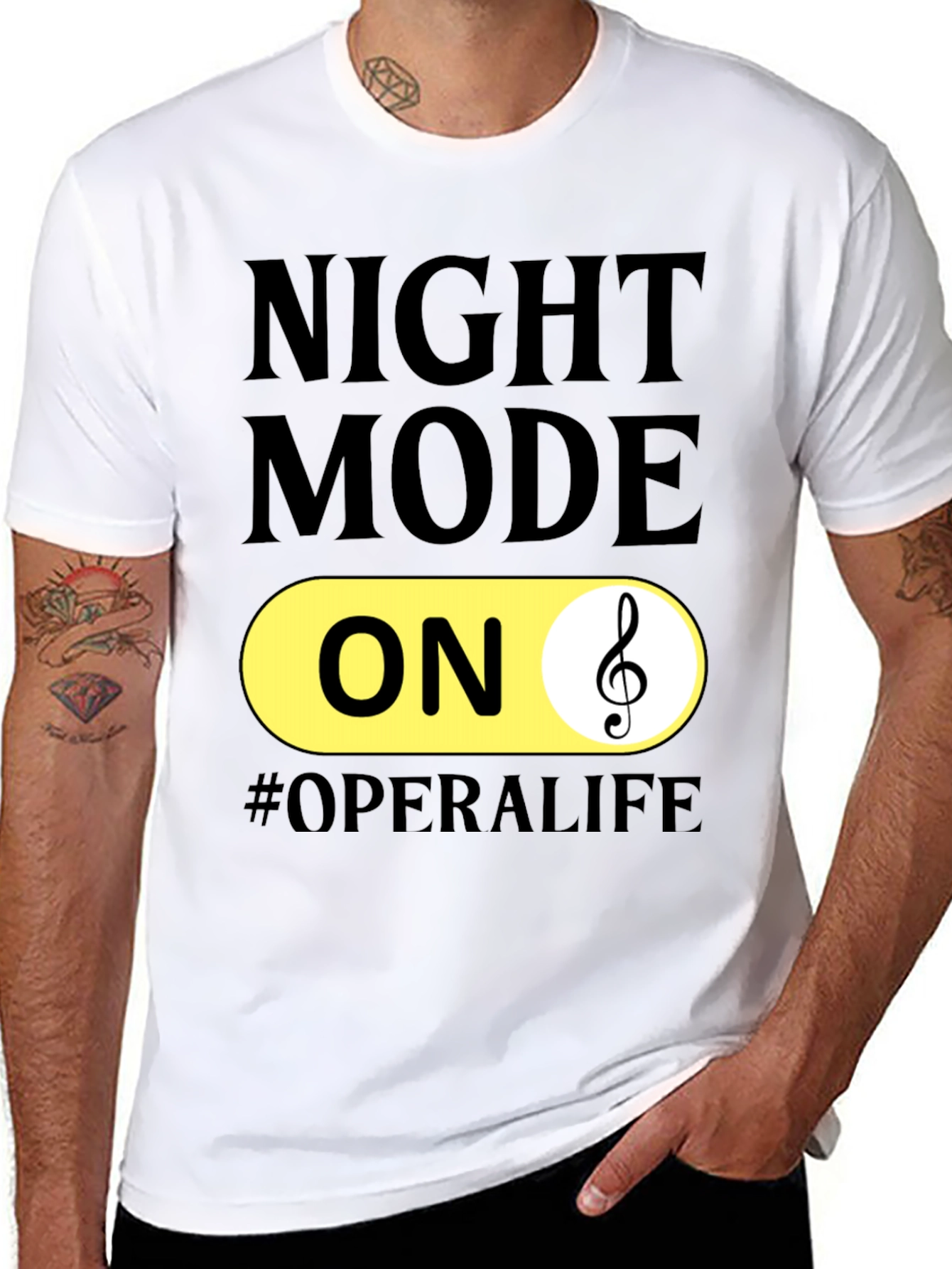 Black Night Mode ON Opera Life T-Shirt view 8