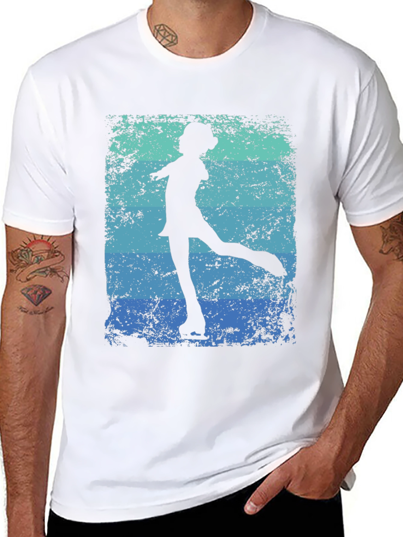 Black Retro Figure Skater Graphic Tee - Black Cotton Blend view 8