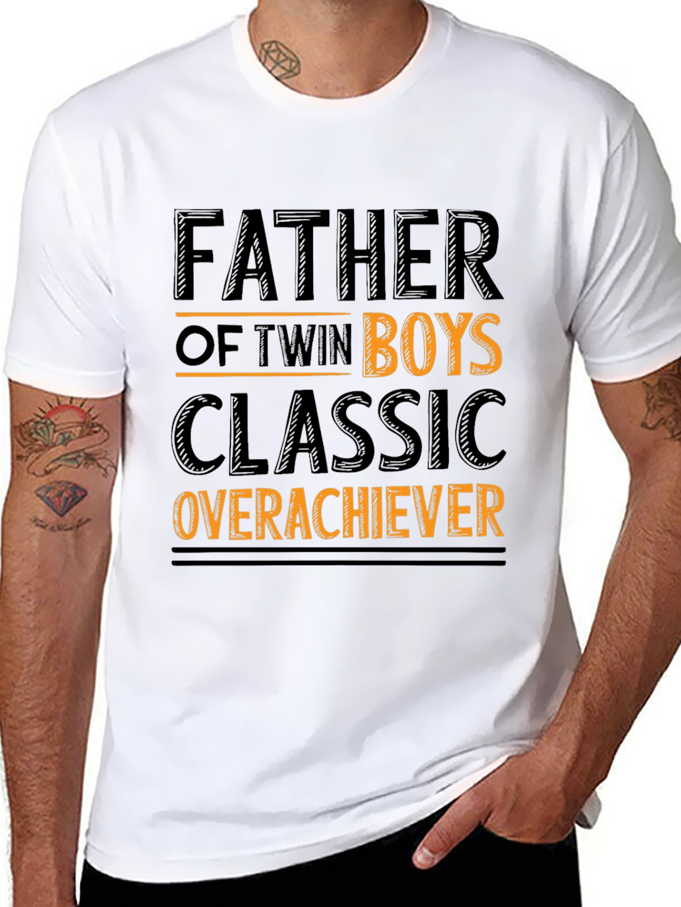Black Father of Twin Boys Classic Overachiever T-Shirt view 8
