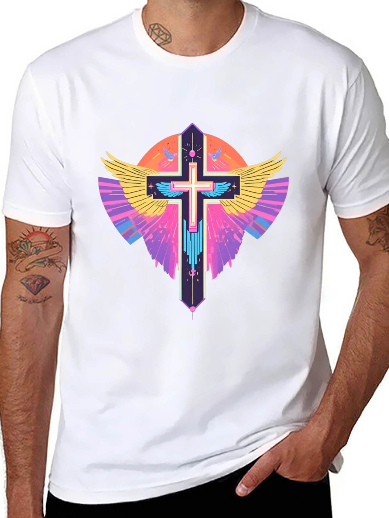 Black Winged Cross Graphic T-Shirt view 8