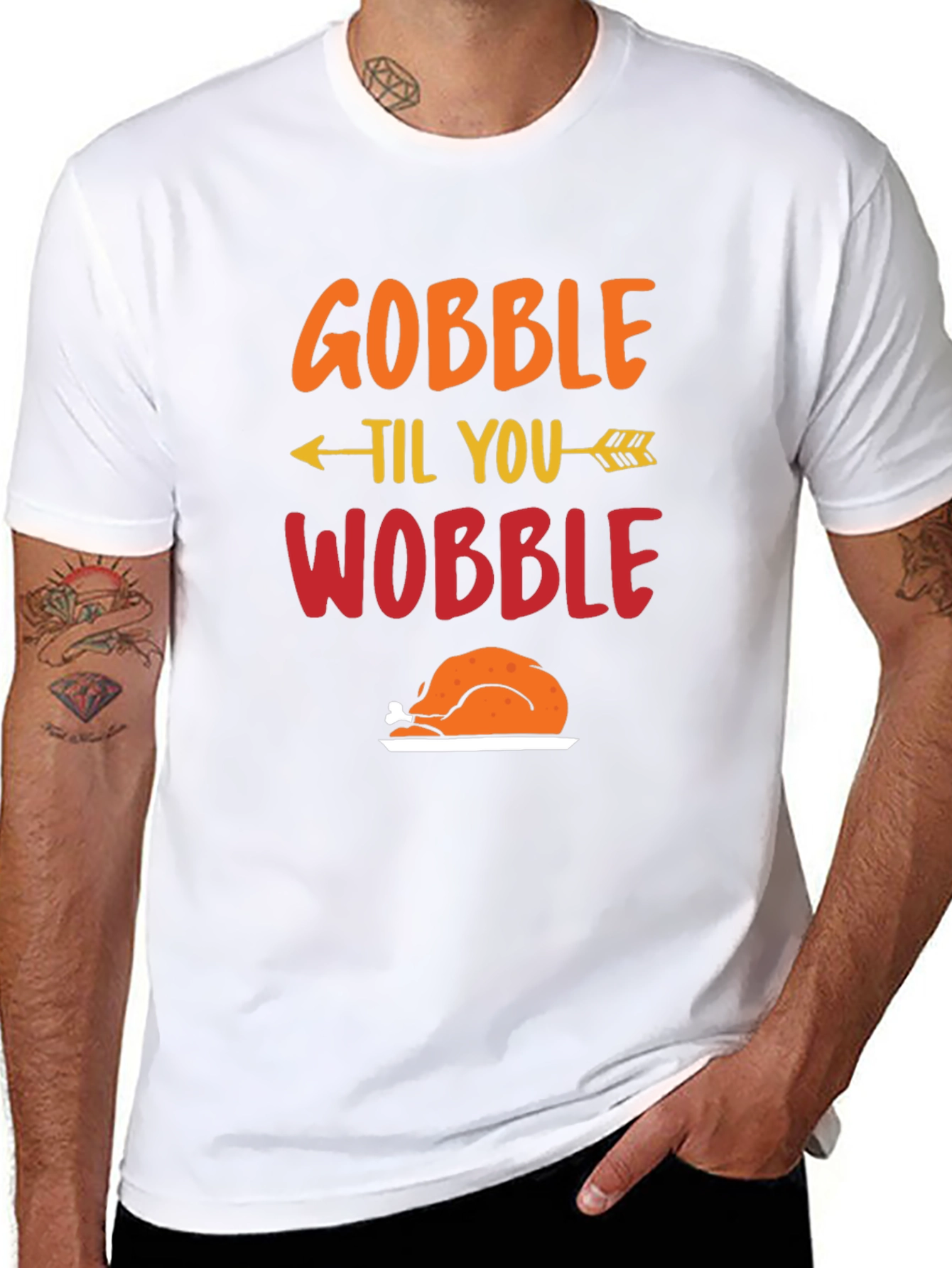 Black Gobble Til You Wobble Thanksgiving T-Shirt view 8