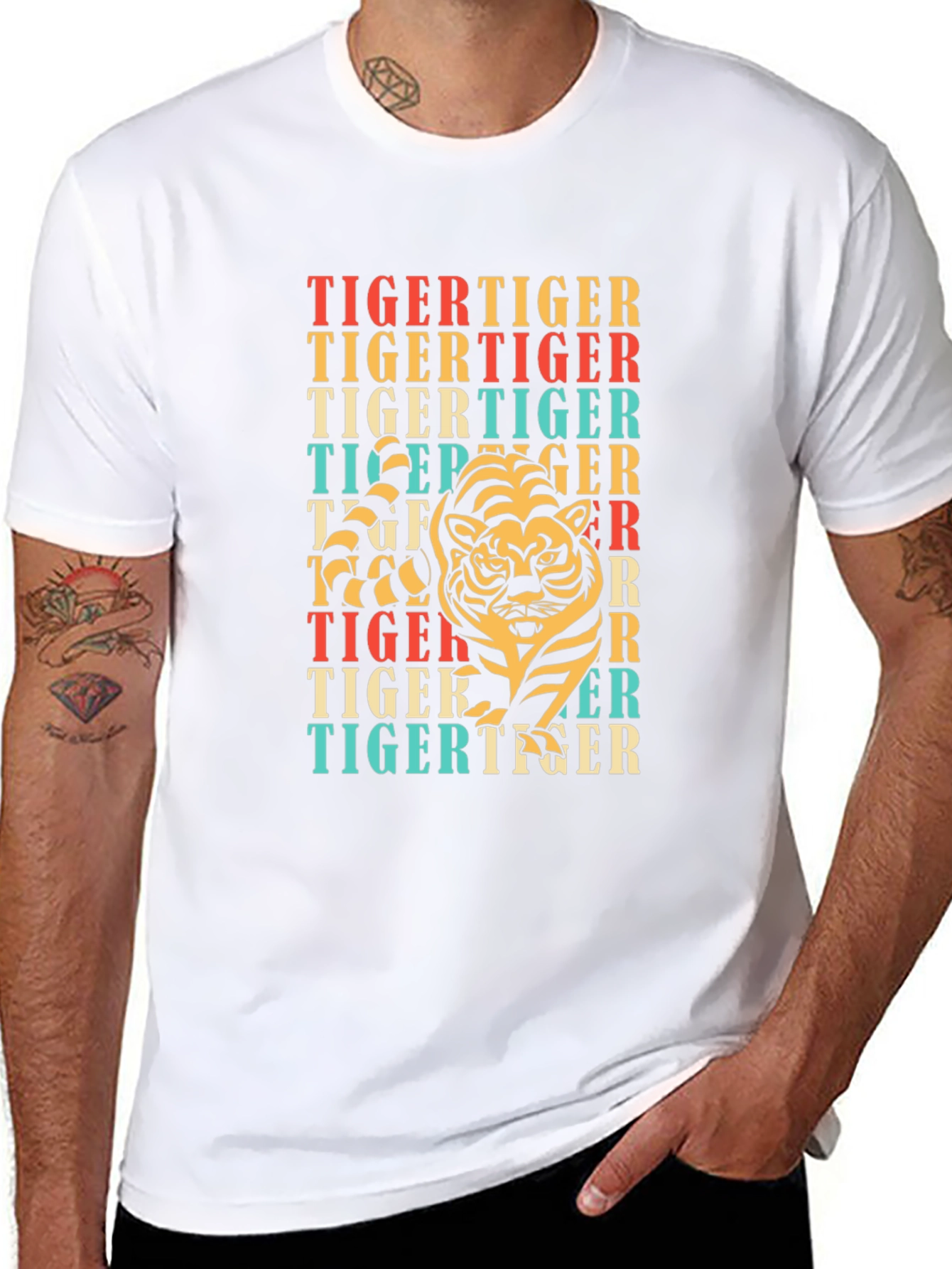 Black Retro Tiger Graphic T-Shirt view 8