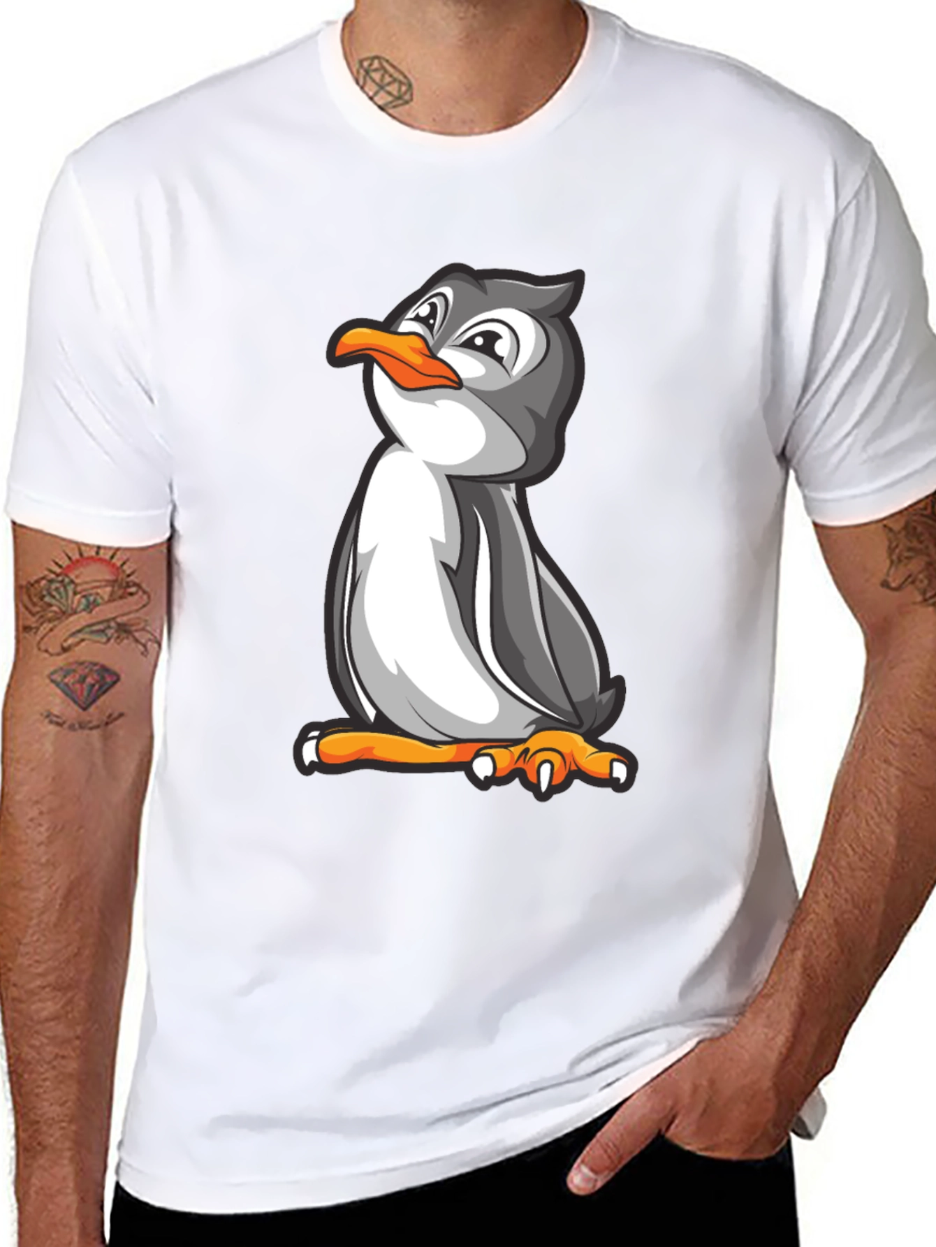 Black Penguin Graphic Tee - Black Cotton Blend Comfort Fit view 8
