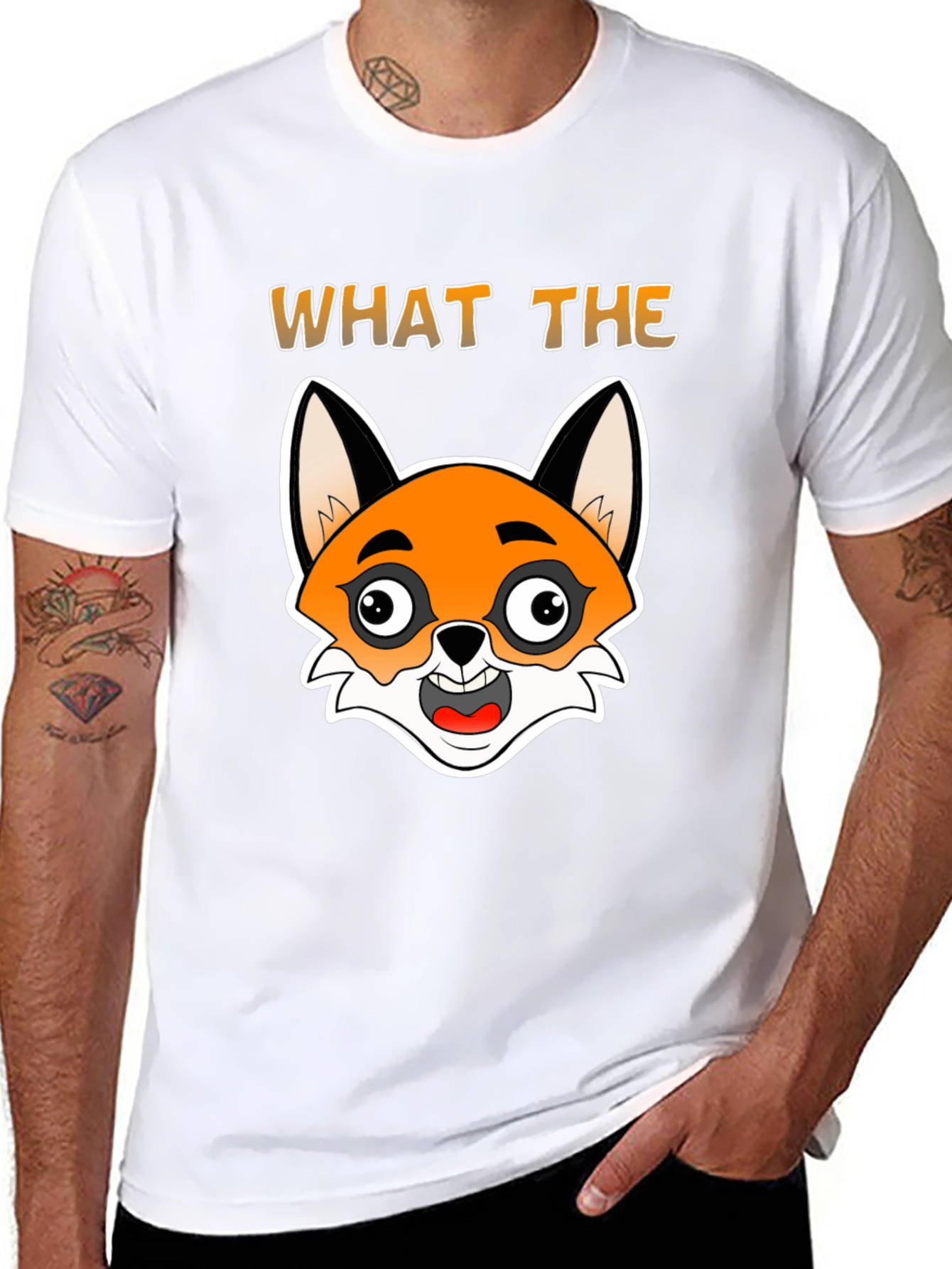 Black What the Fox T-Shirt - Funny Cartoon Animal Tee view 8