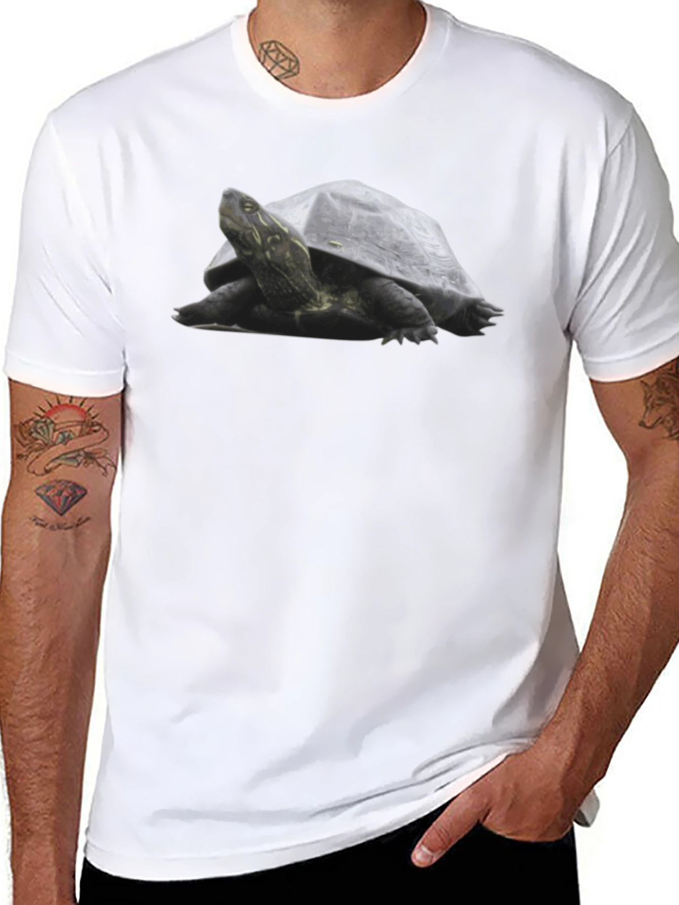 Black Turtle Graphic Tee - Black Cotton T-Shirt view 8