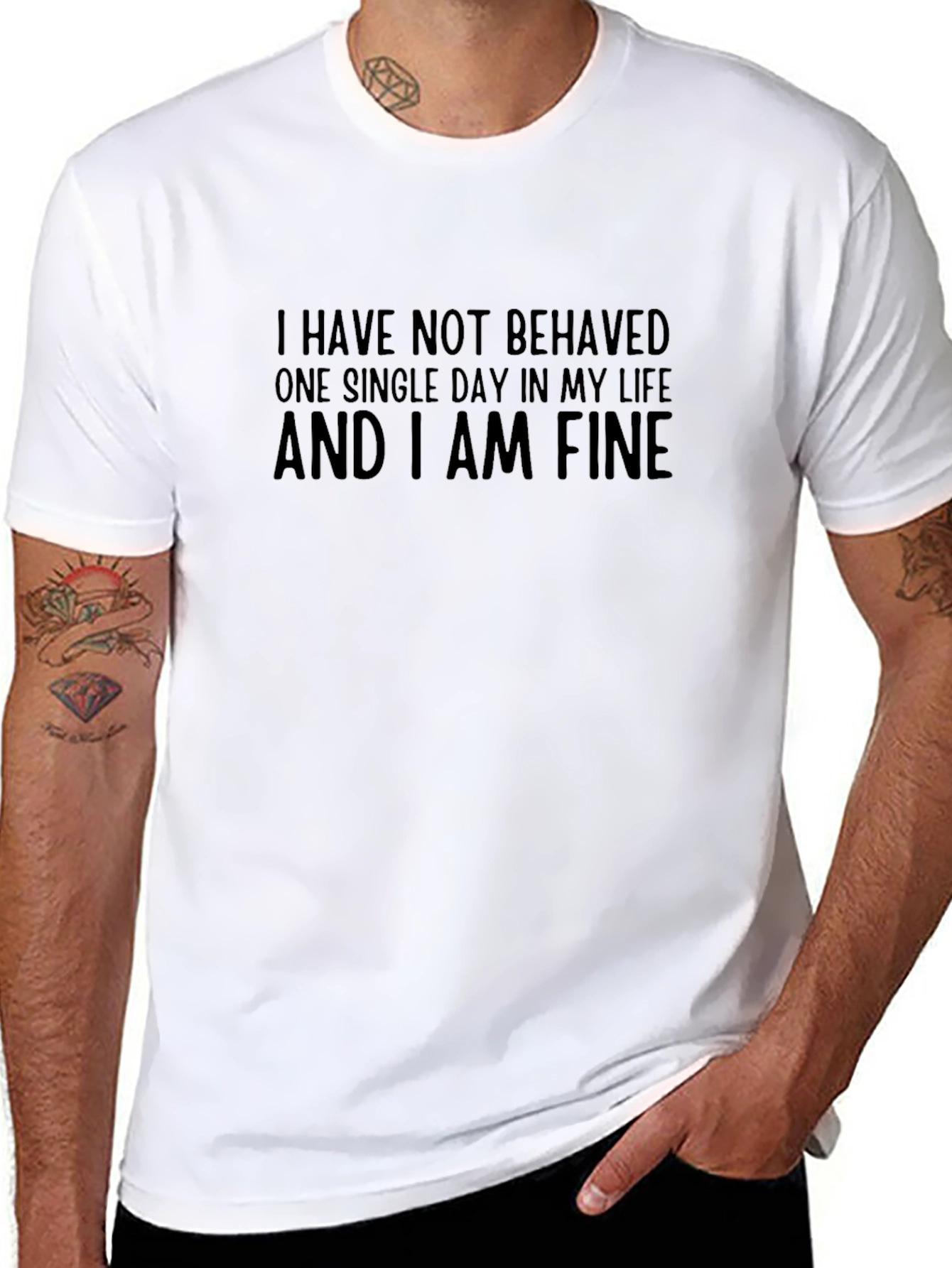 Black Funny Graphic T-Shirt - I Have Not Behaved view 8