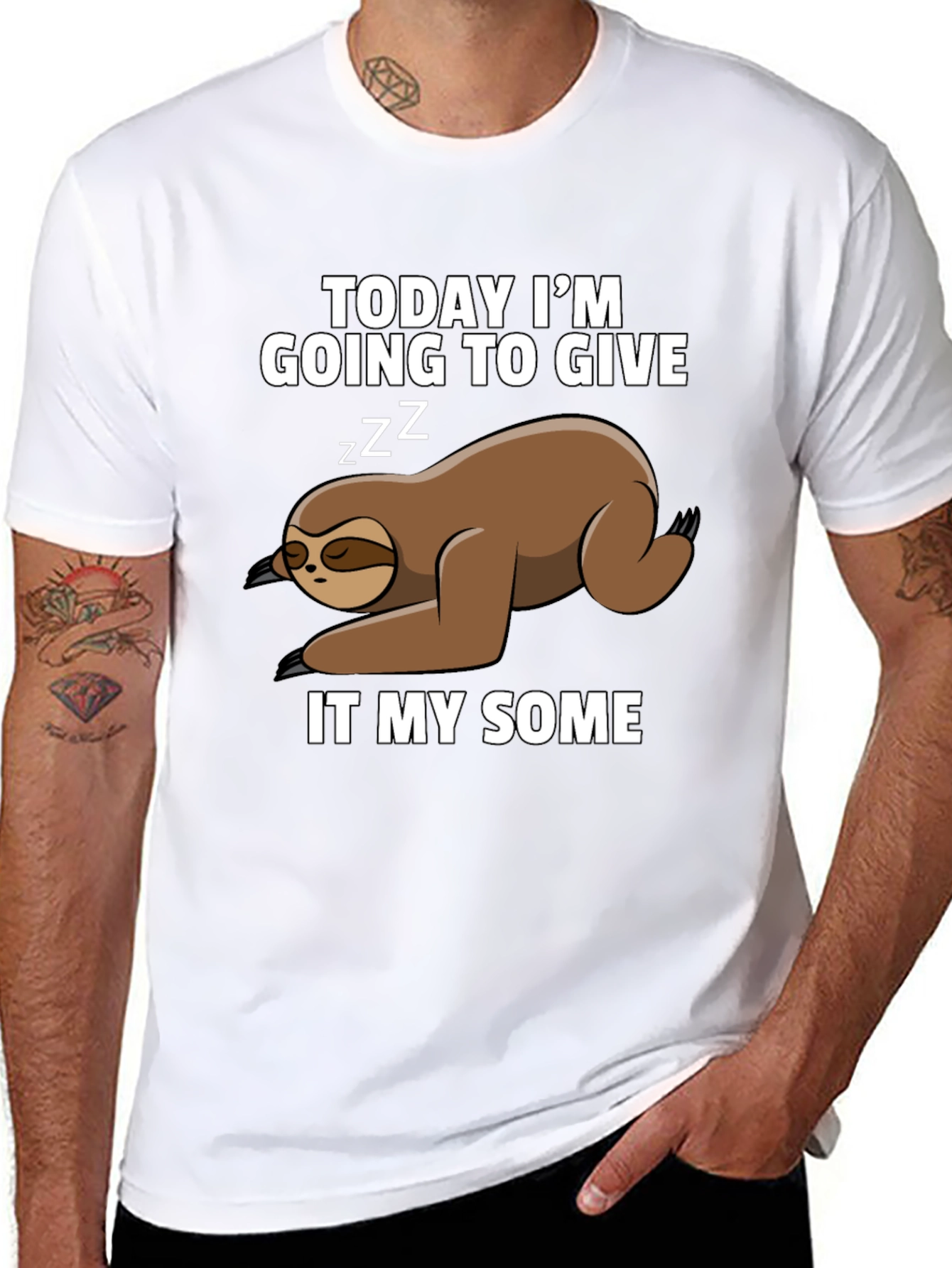 Black Funny Sloth T-Shirt: Giving It My Some view 8