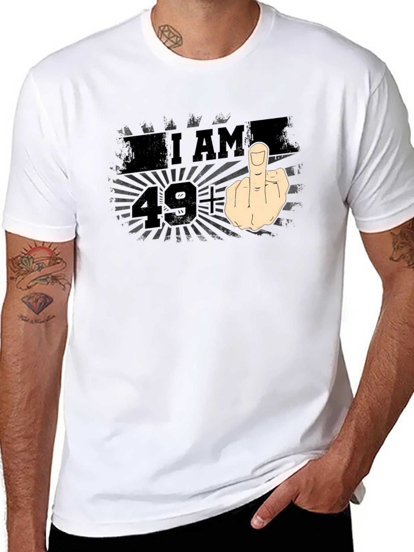 Black I AM 49+ Middle Finger Graphic T-Shirt view 8