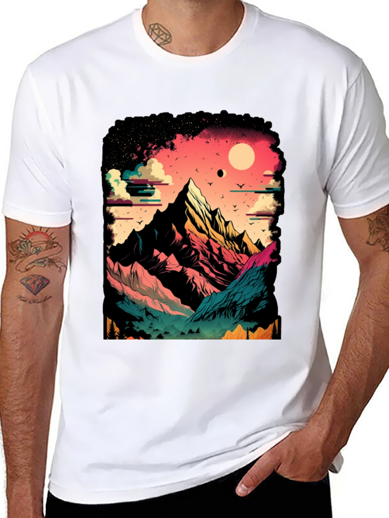 Black Mountain Graphic Tee - Nature Lover's Black T-Shirt view 8