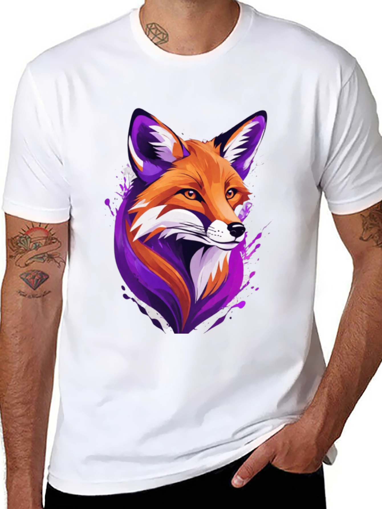 Black Fox Graphic Tee - Unique Animal Design, Soft Cotton Blend view 8