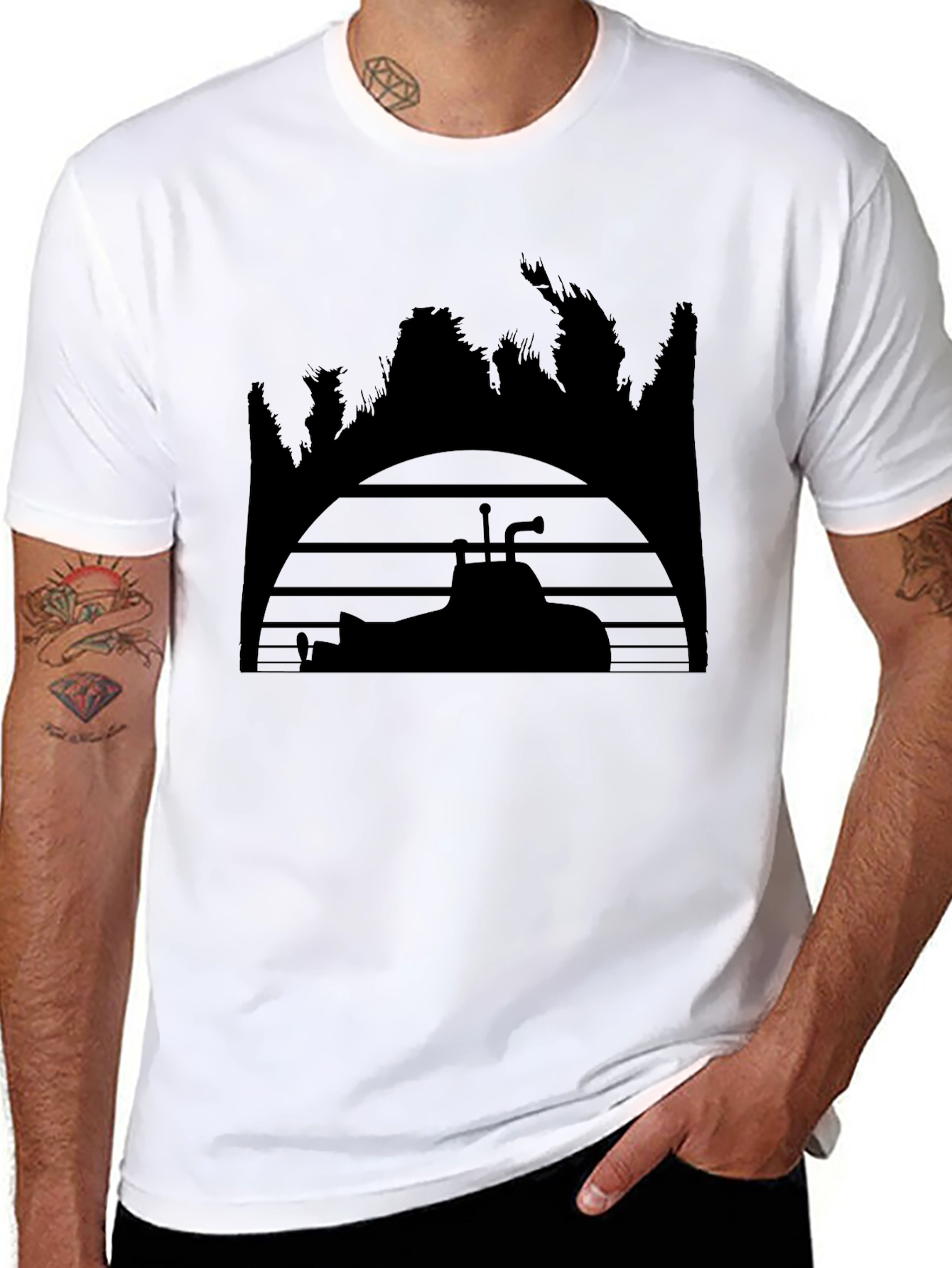 Black Retro Submarine Graphic T-Shirt - Black view 8
