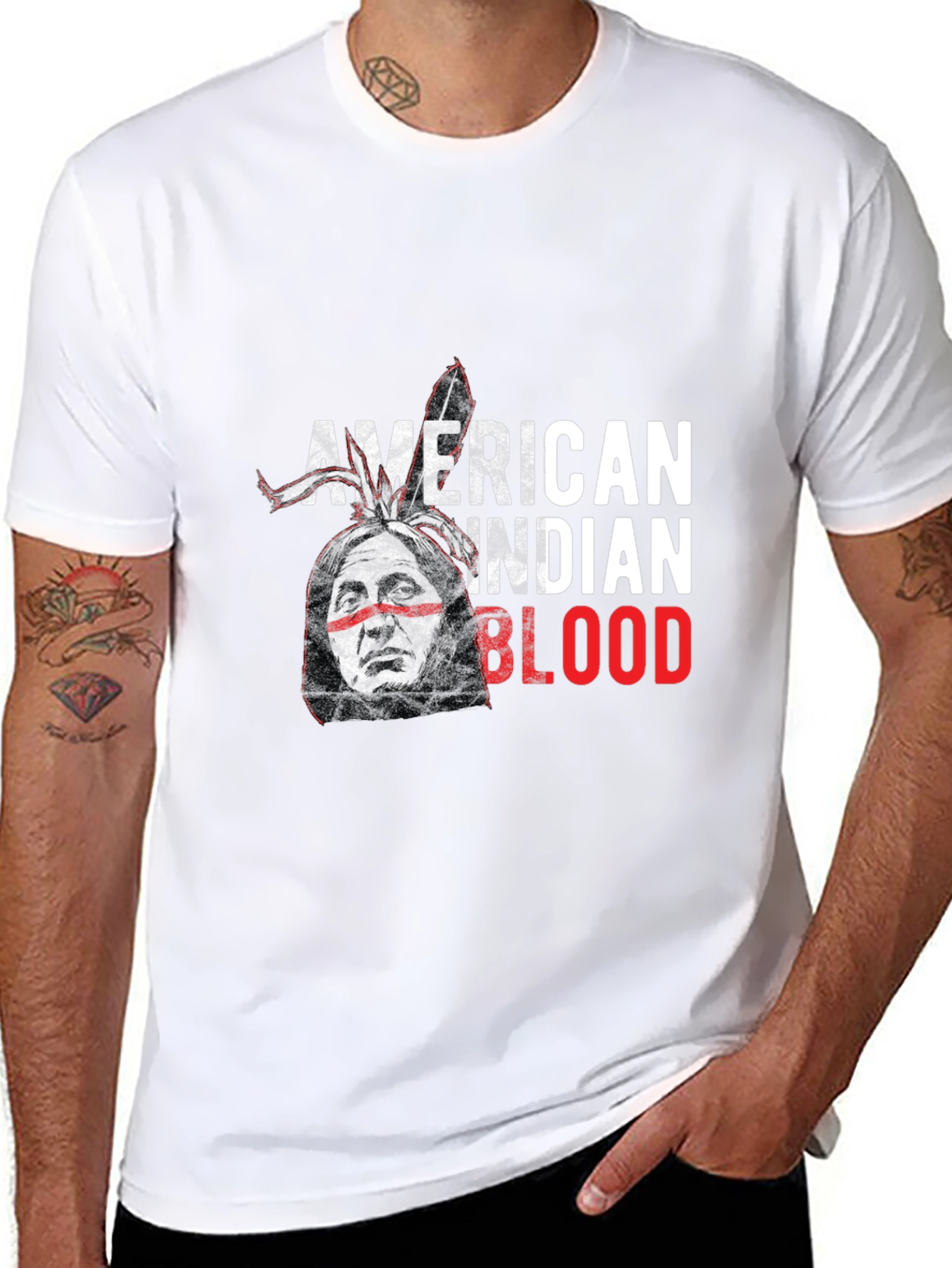 Black American Indian Blood Graphic Tee view 8