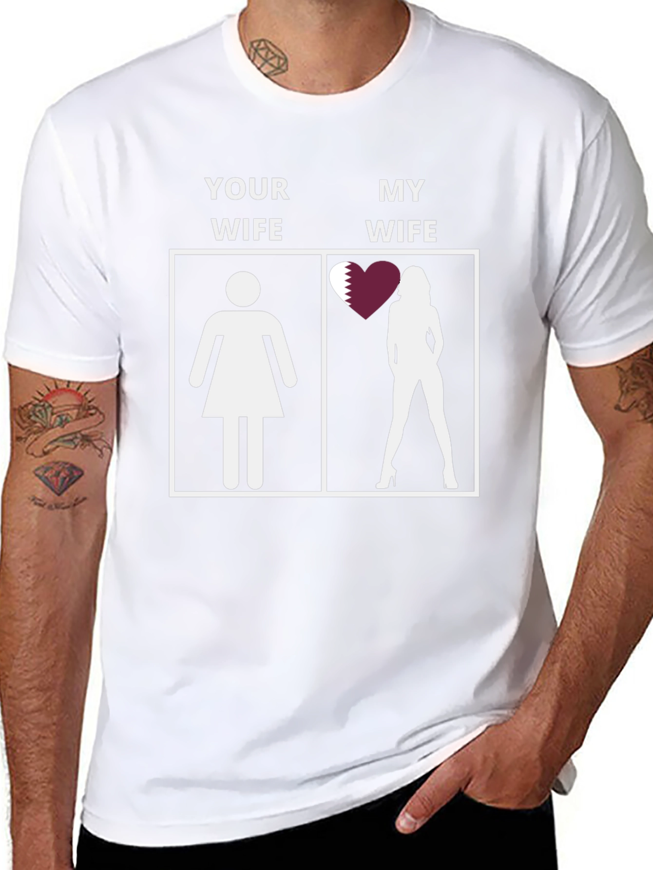 Black Humorous Your Wife/My Wife T-Shirt - Qatar Edition view 8