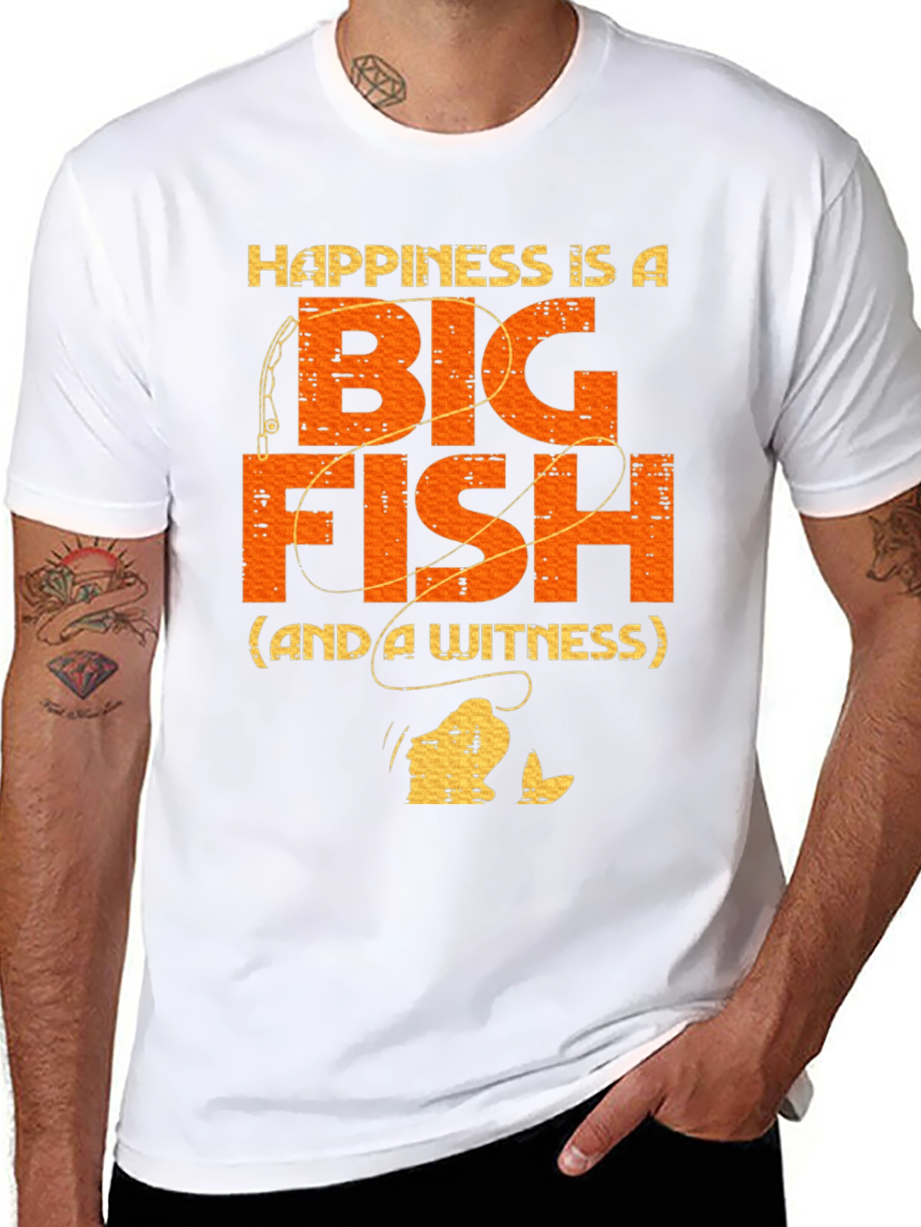 Black Happiness Is A Big Fish T-Shirt view 8