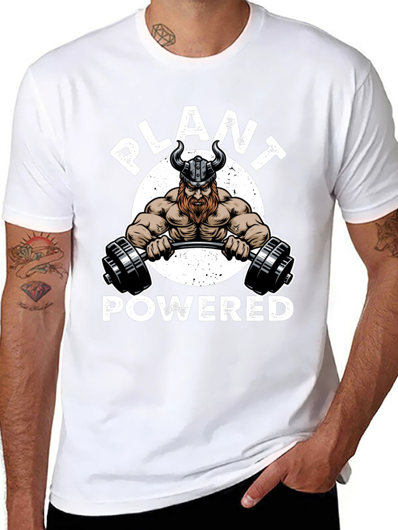 Black Plant Powered Viking Gym Black T-Shirt view 8