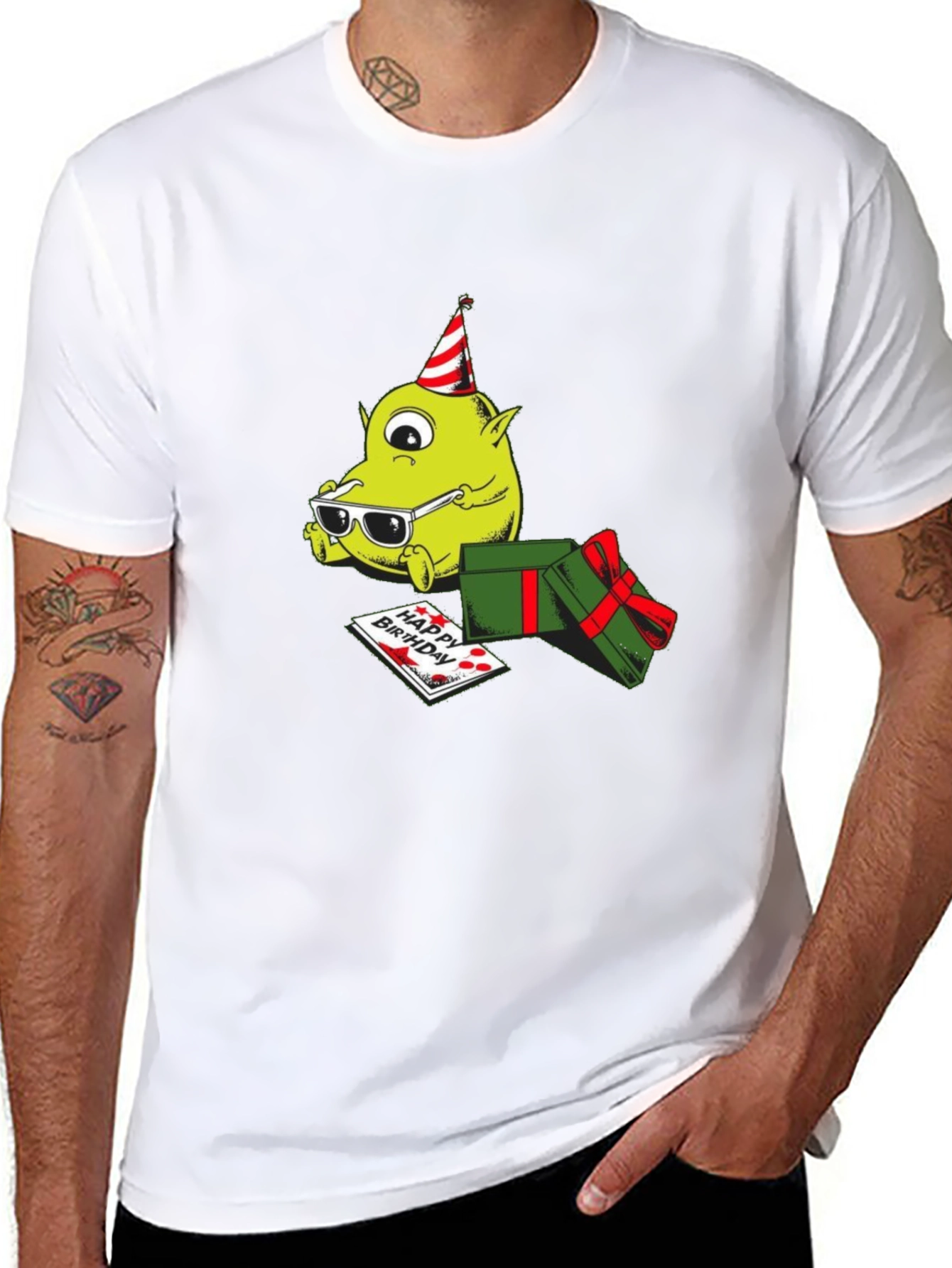 Black Cartoon Monster Birthday T-Shirt - Black view 8
