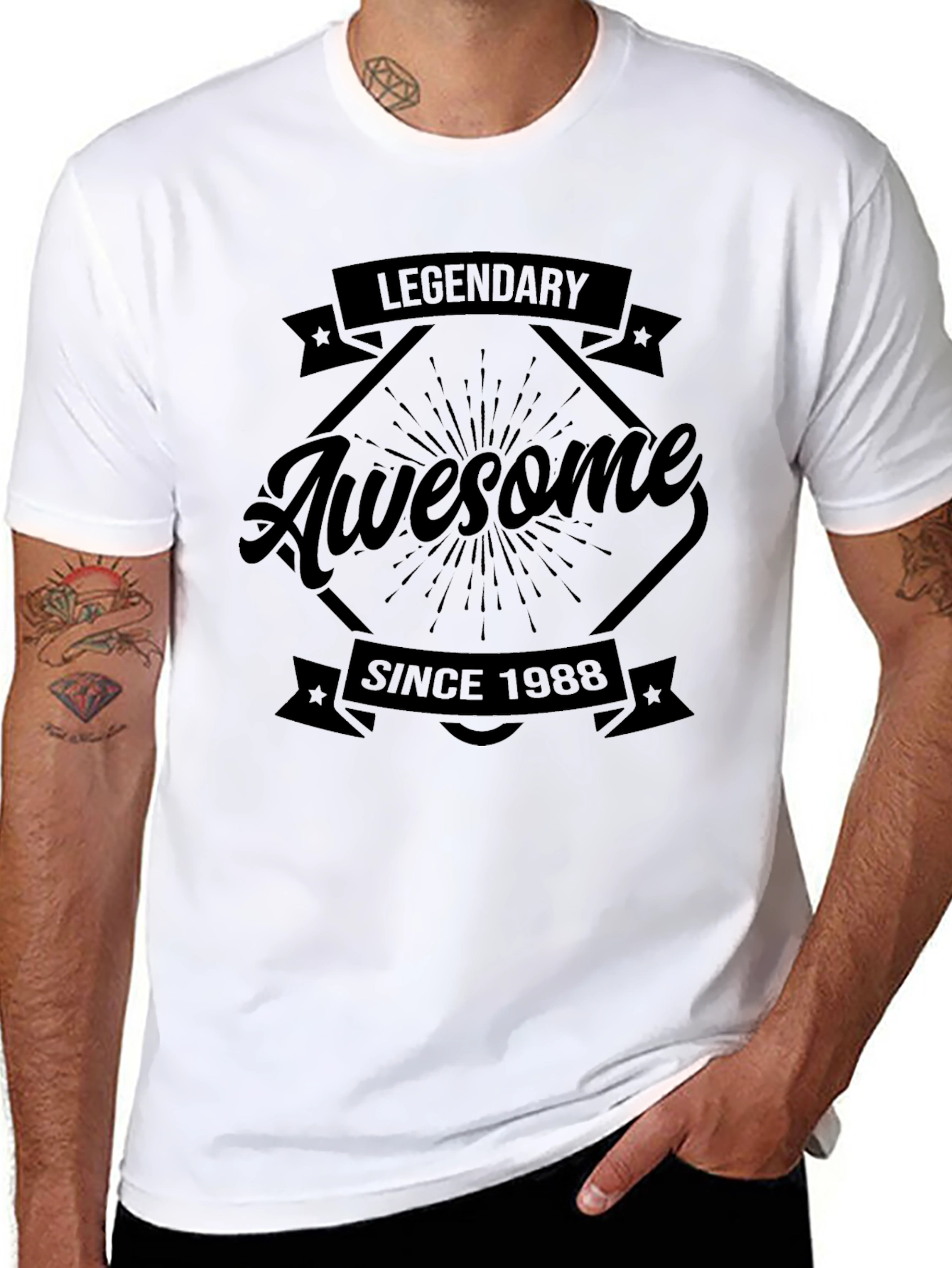 Black Legendary Awesome Since 1988 Black T-Shirt view 8