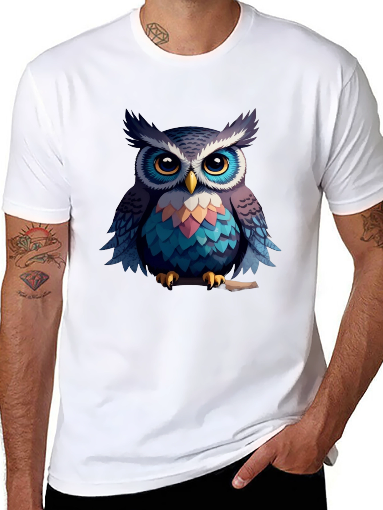 Black Owl Graphic Black T-Shirt - Men's Fashion Tee view 8