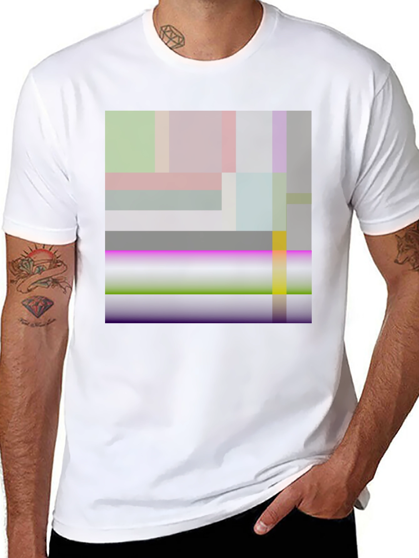 Black Abstract Geometric Art Black T-Shirt view 8
