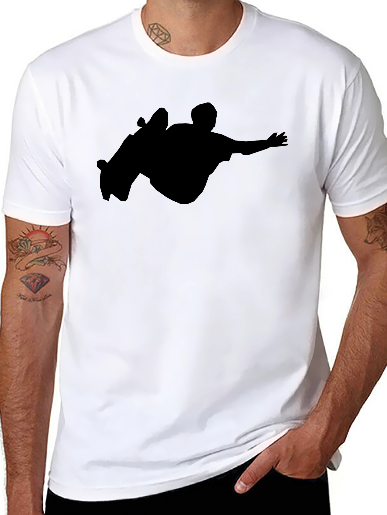 Black Skateboarder Silhouette T-Shirt - Cool Graphic Tee view 8