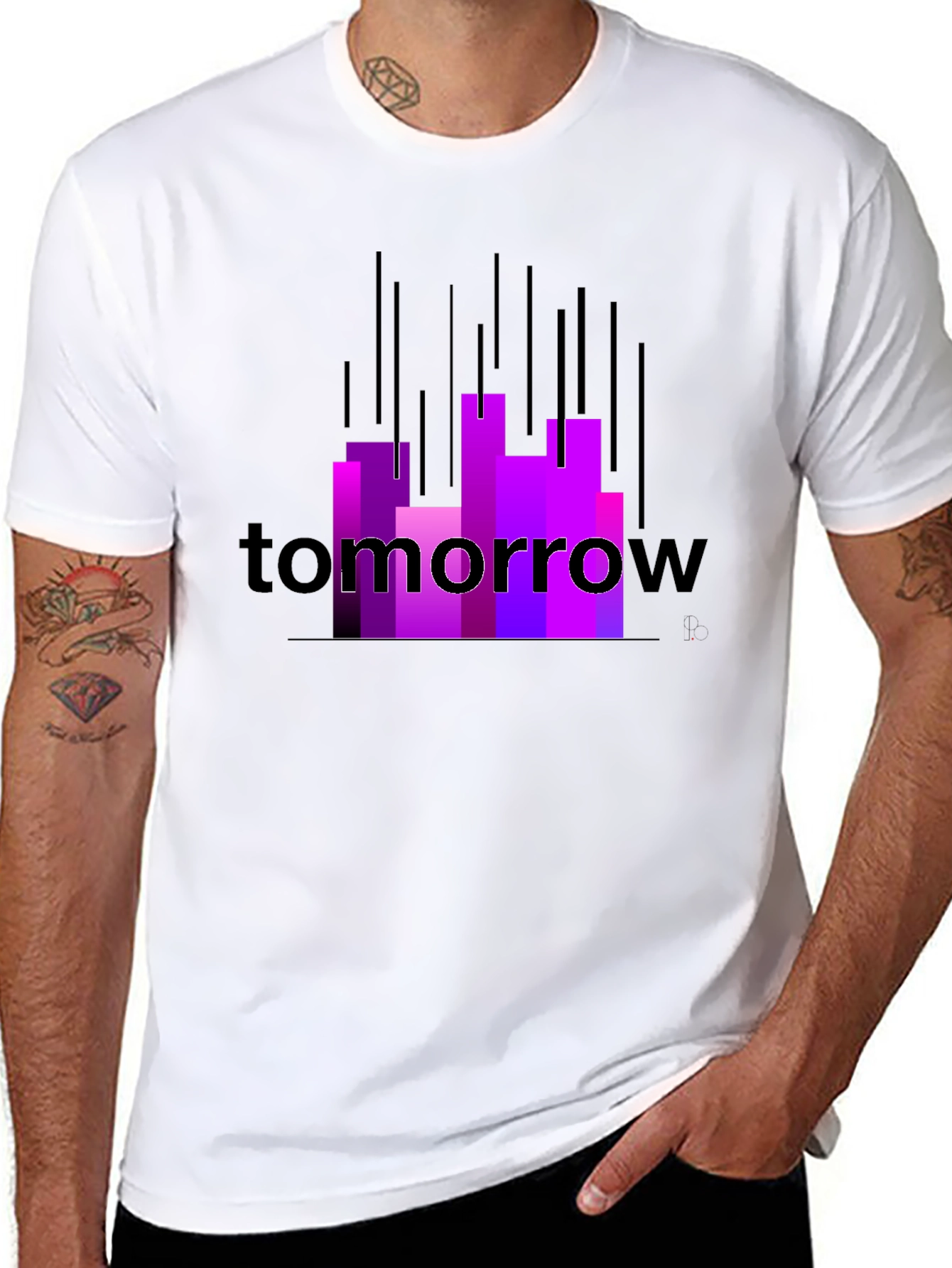 Black Tomorrow Graphic Tee - Modern Cityscape Design view 8