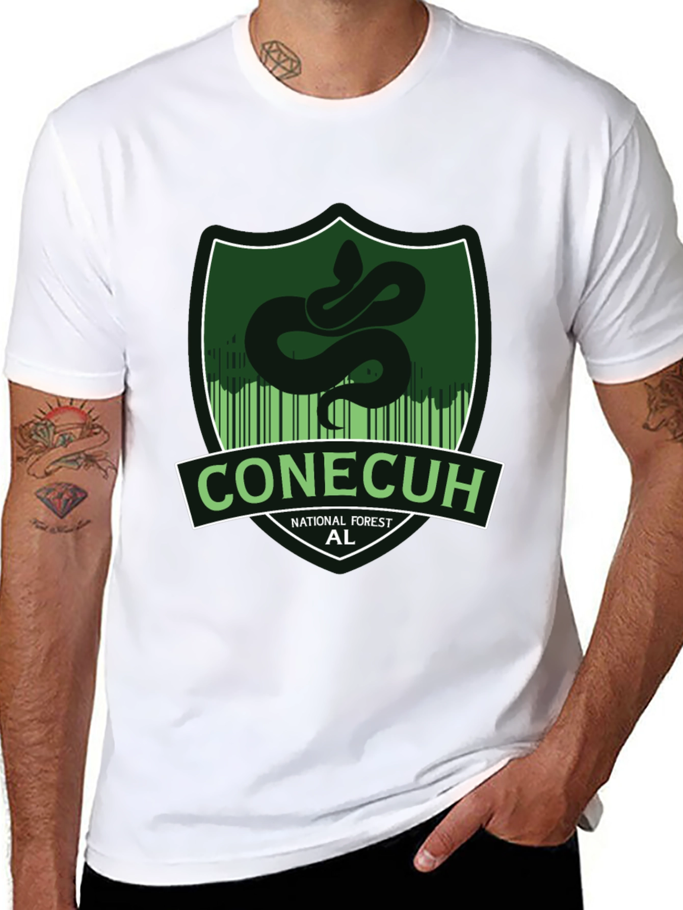 Black Conecuh National Forest Snake Graphic T-Shirt view 8