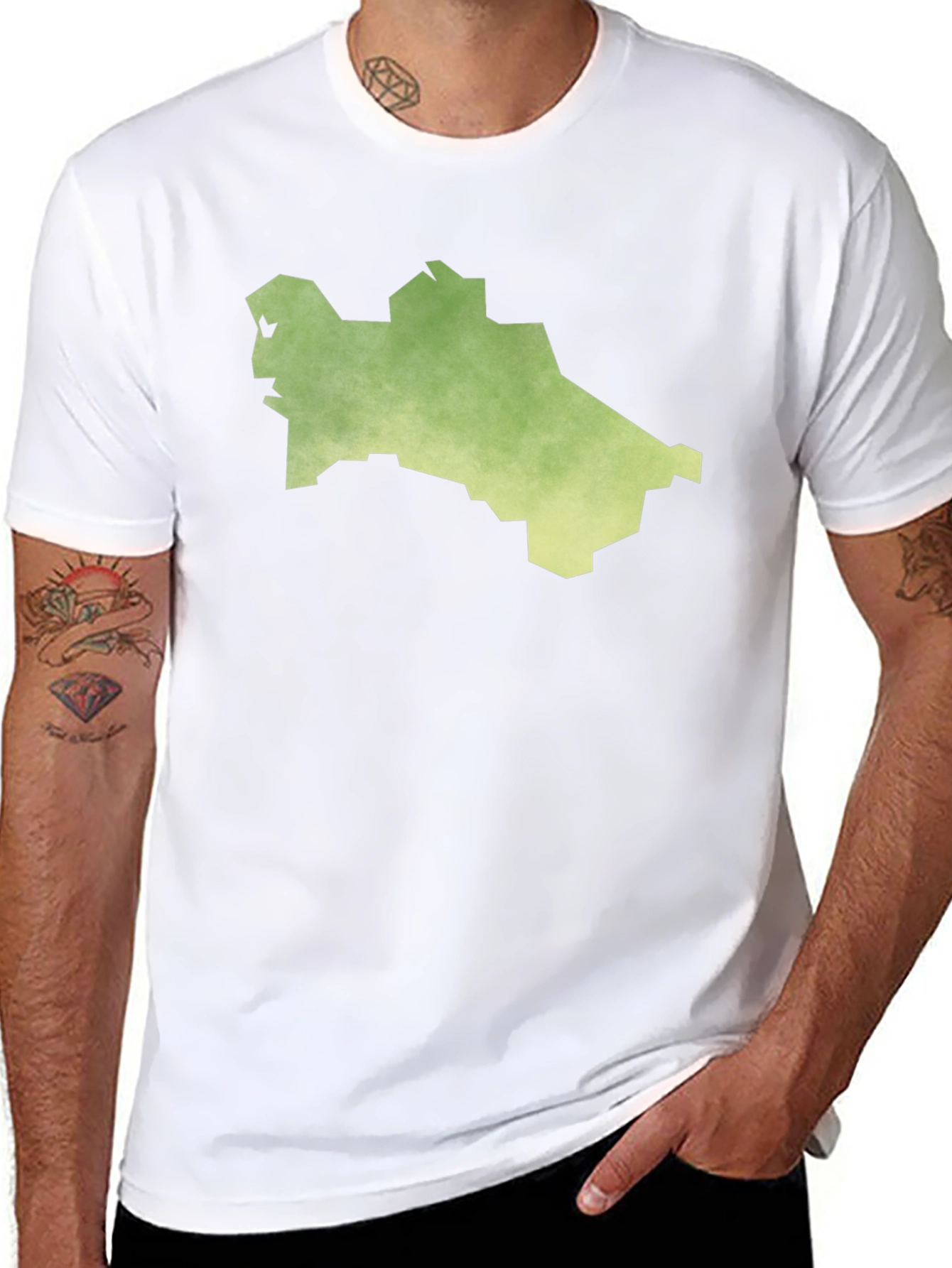 Black Turkmenistan Map T-Shirt - Black Cotton Tee view 8