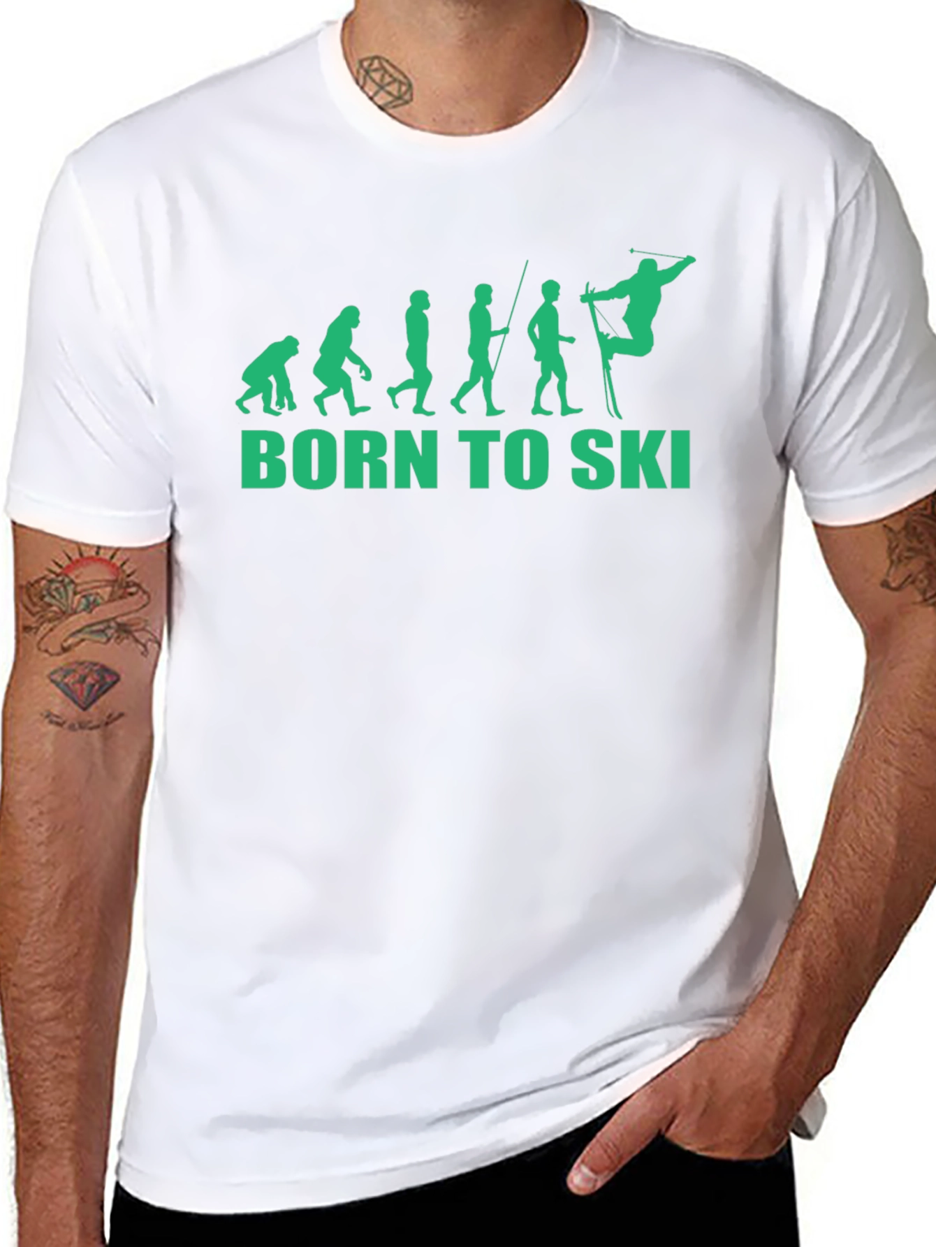 Black Born to Ski Evolution T-Shirt view 8