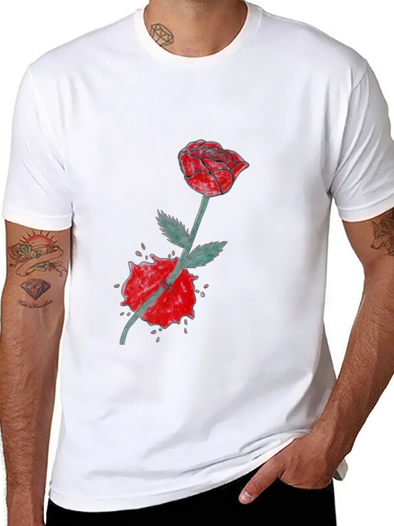Black Rose & Slash Graphic T-Shirt - Modern Streetwear view 8