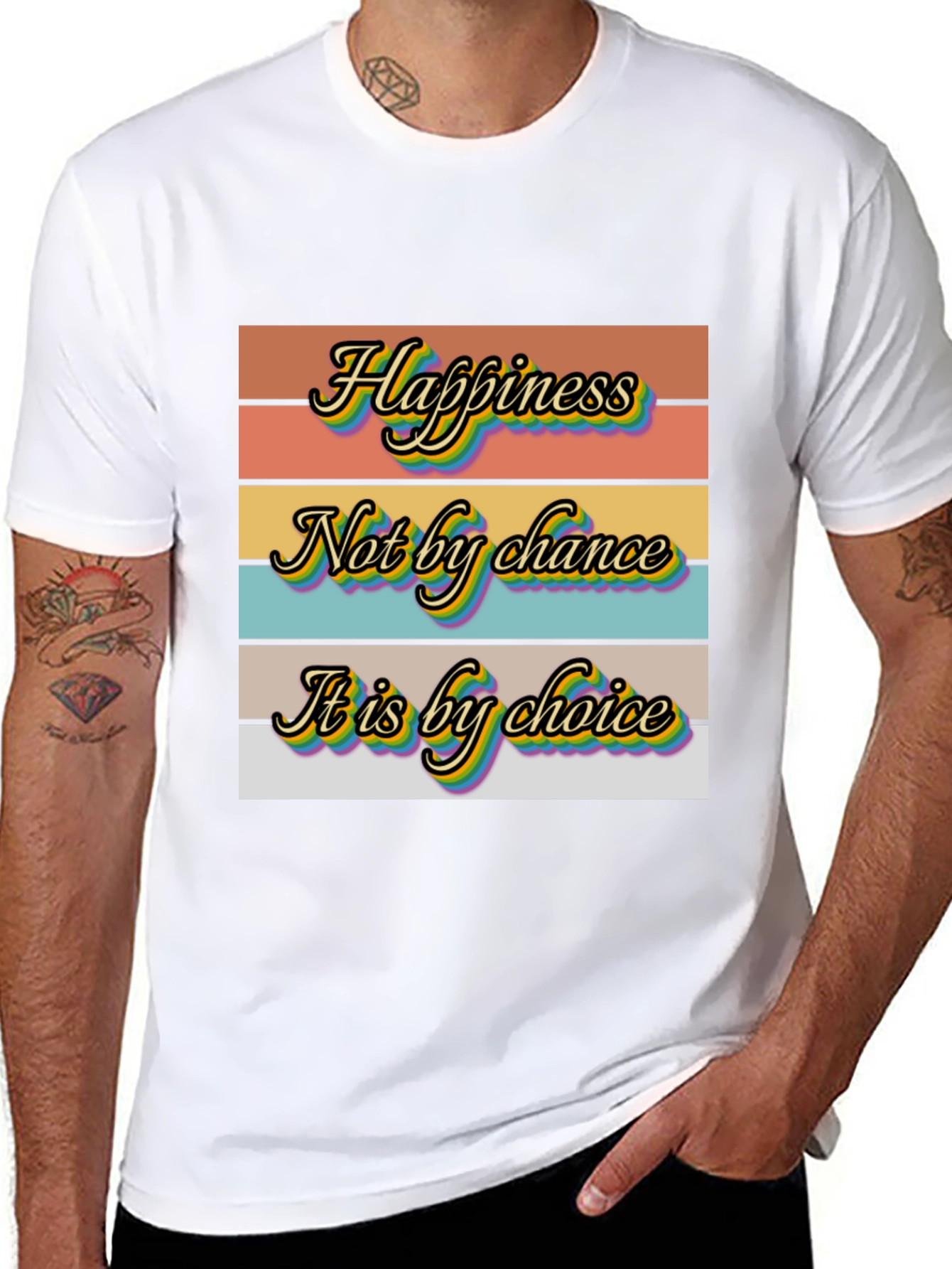 Black Happiness Choice Graphic T-Shirt view 8