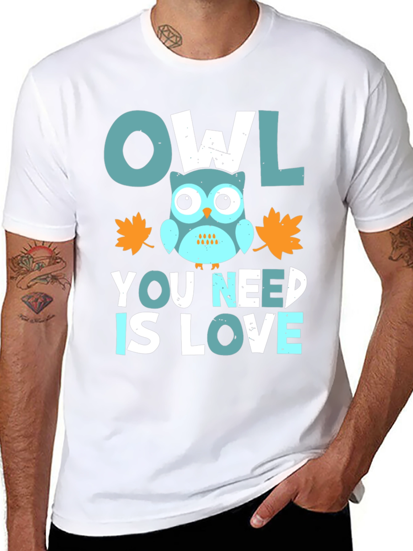 Black Owl You Need Is Love Graphic Tee view 8