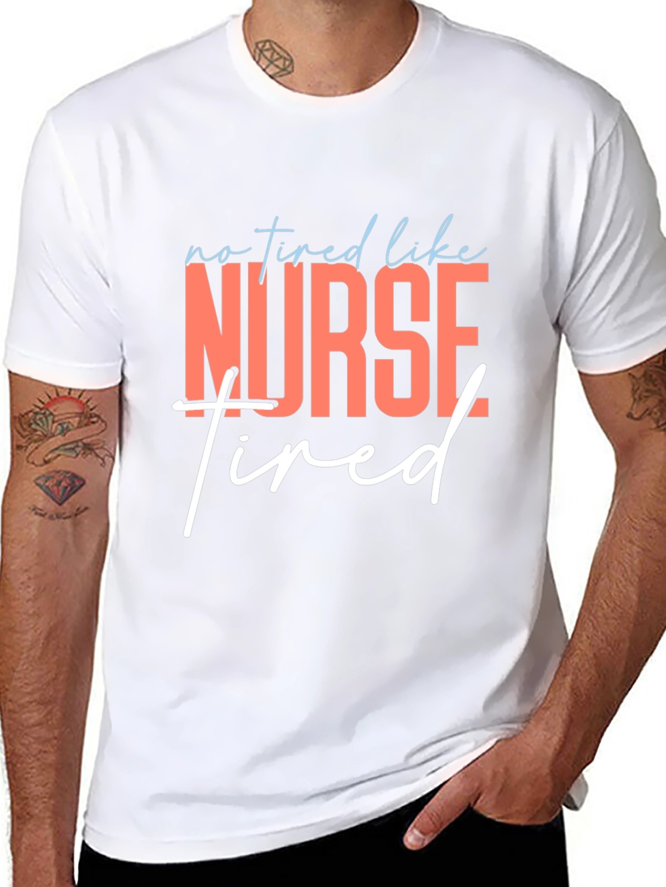 Black Nurse Tired Graphic Tee - Black Cotton T-Shirt view 8