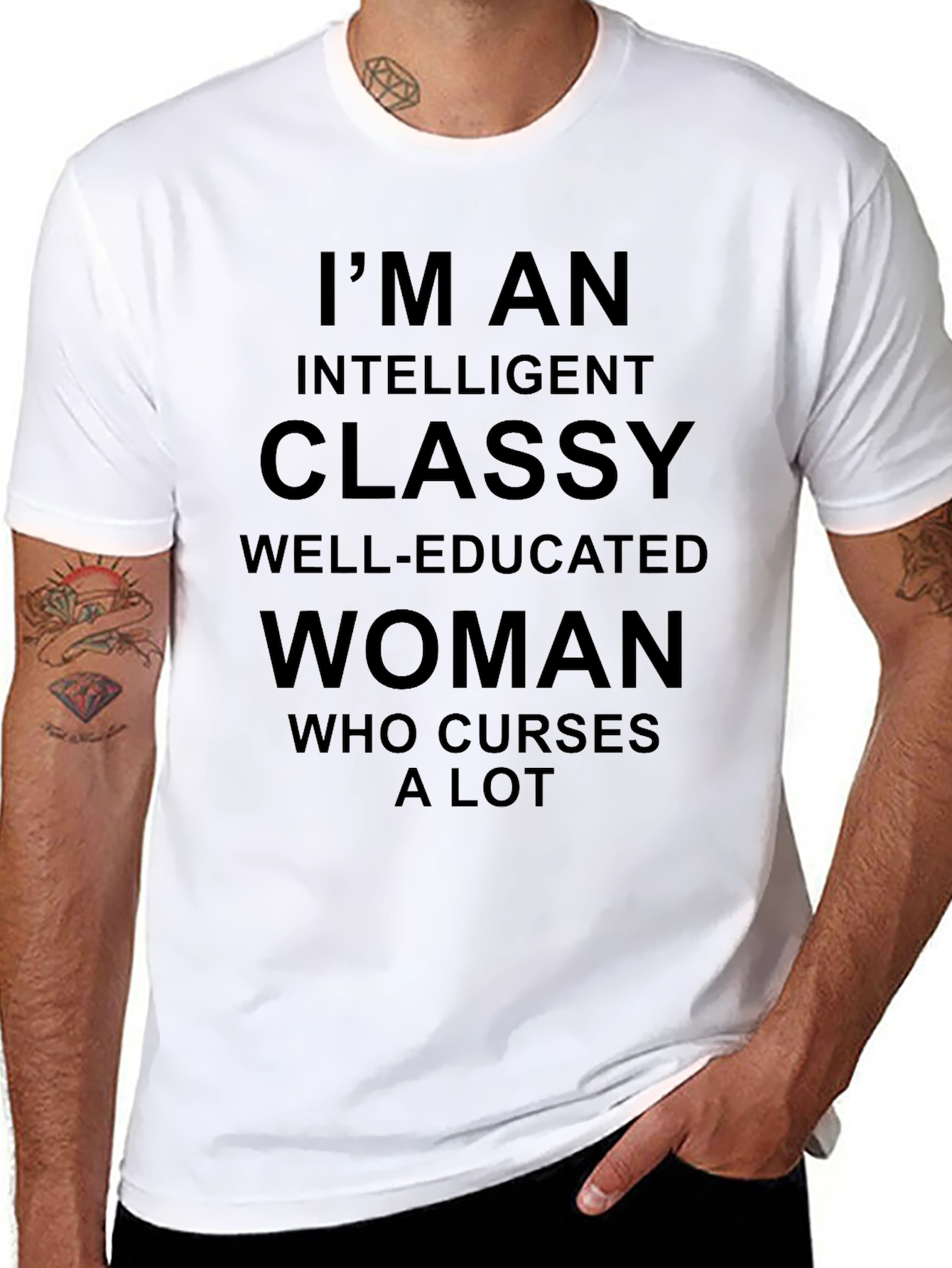 Black Intelligent Classy Woman Black T-Shirt view 8