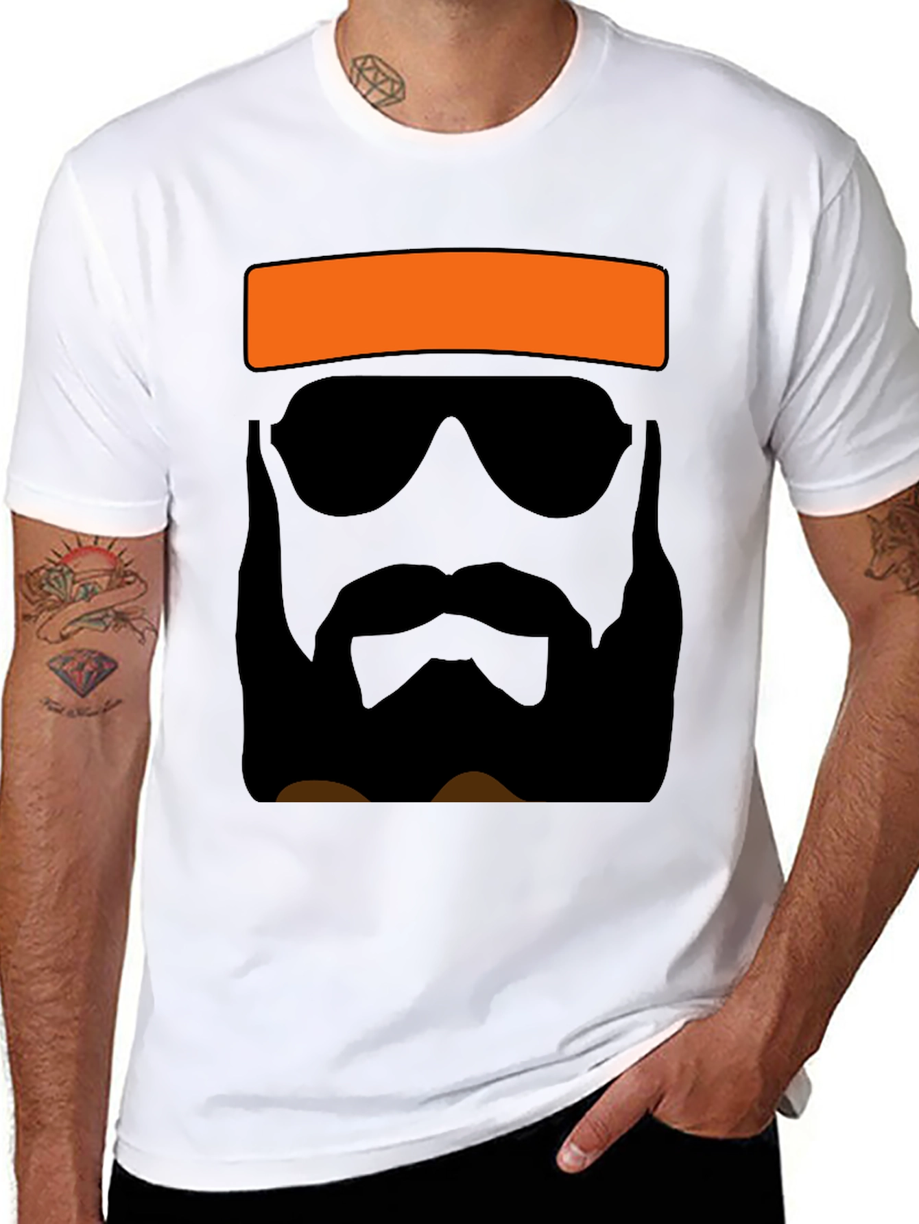 Black Cool Bearded Man Graphic Tee - Black view 8
