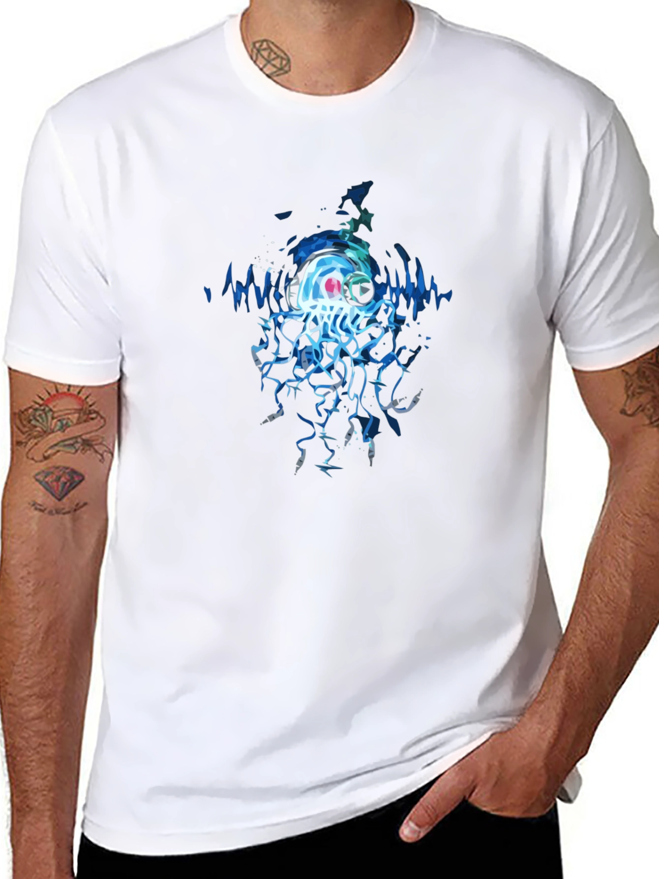 Black Jellyfish DJ Graphic Tee - Cool Black T-Shirt view 8