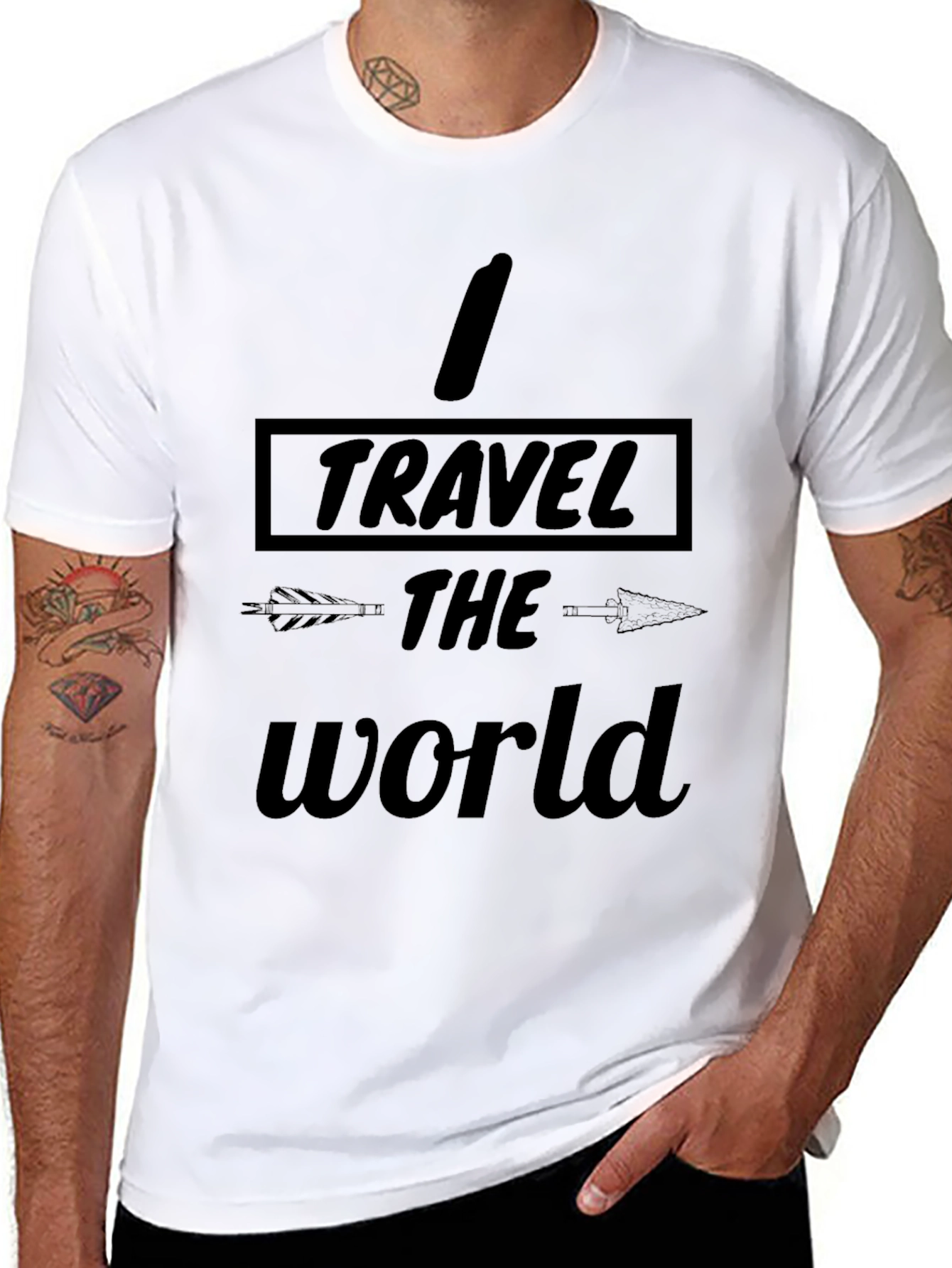 Black Travel the World Black Graphic T-Shirt view 8