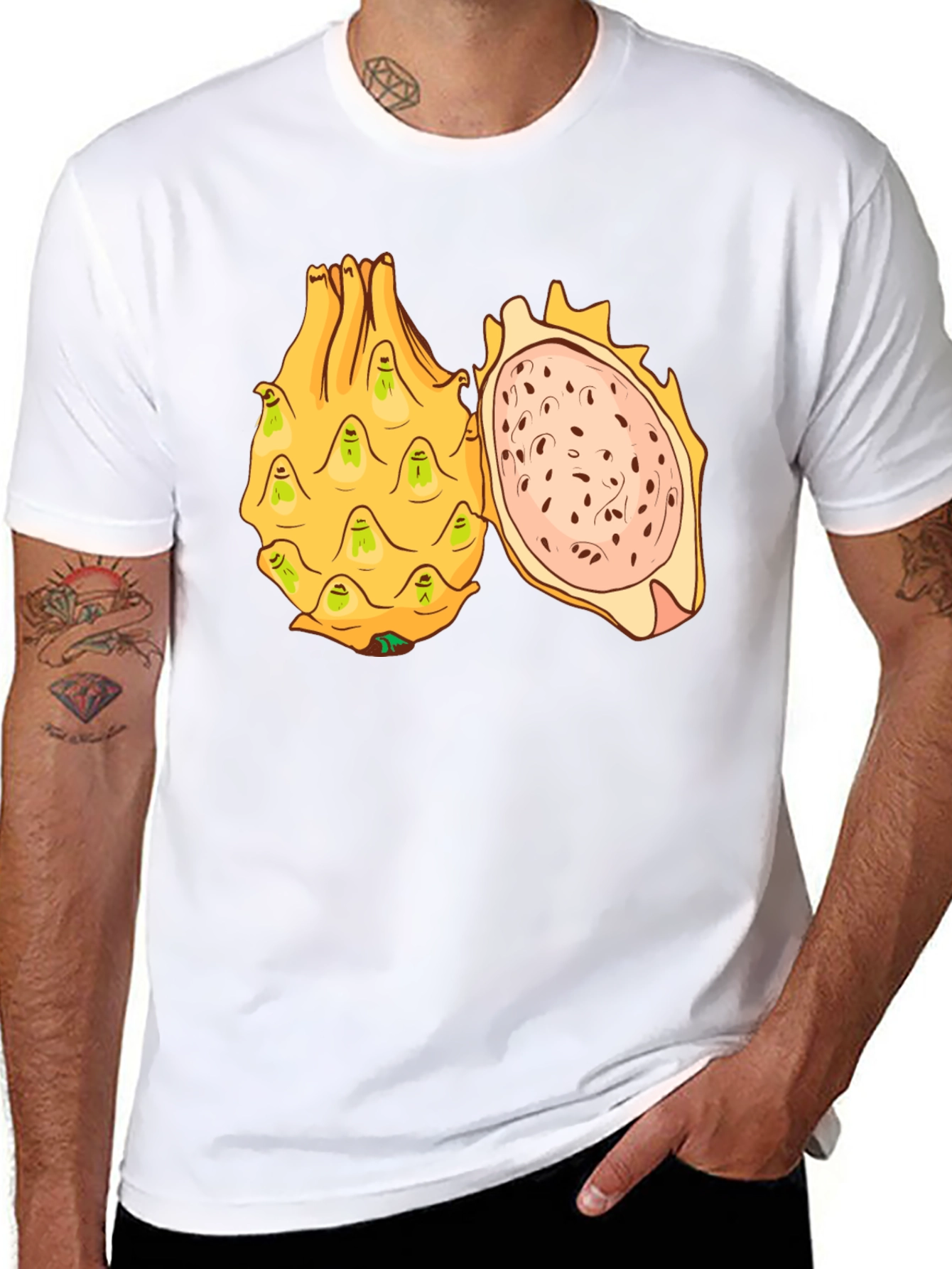 Black Dragon Fruit Graphic T-Shirt - Unique Fruit Design view 8